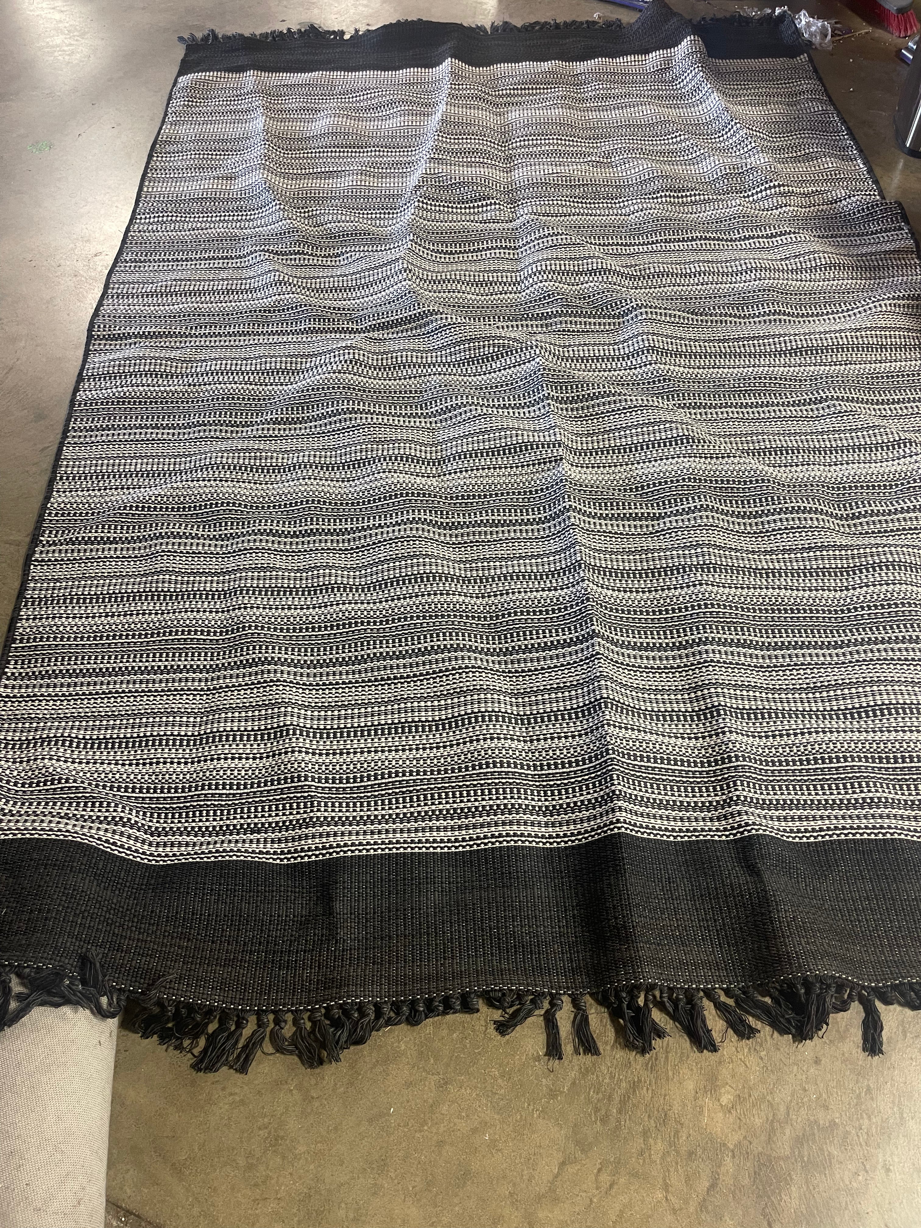 Black and White Tweed All Purpose Handcrafted Reversible Rectangular Area