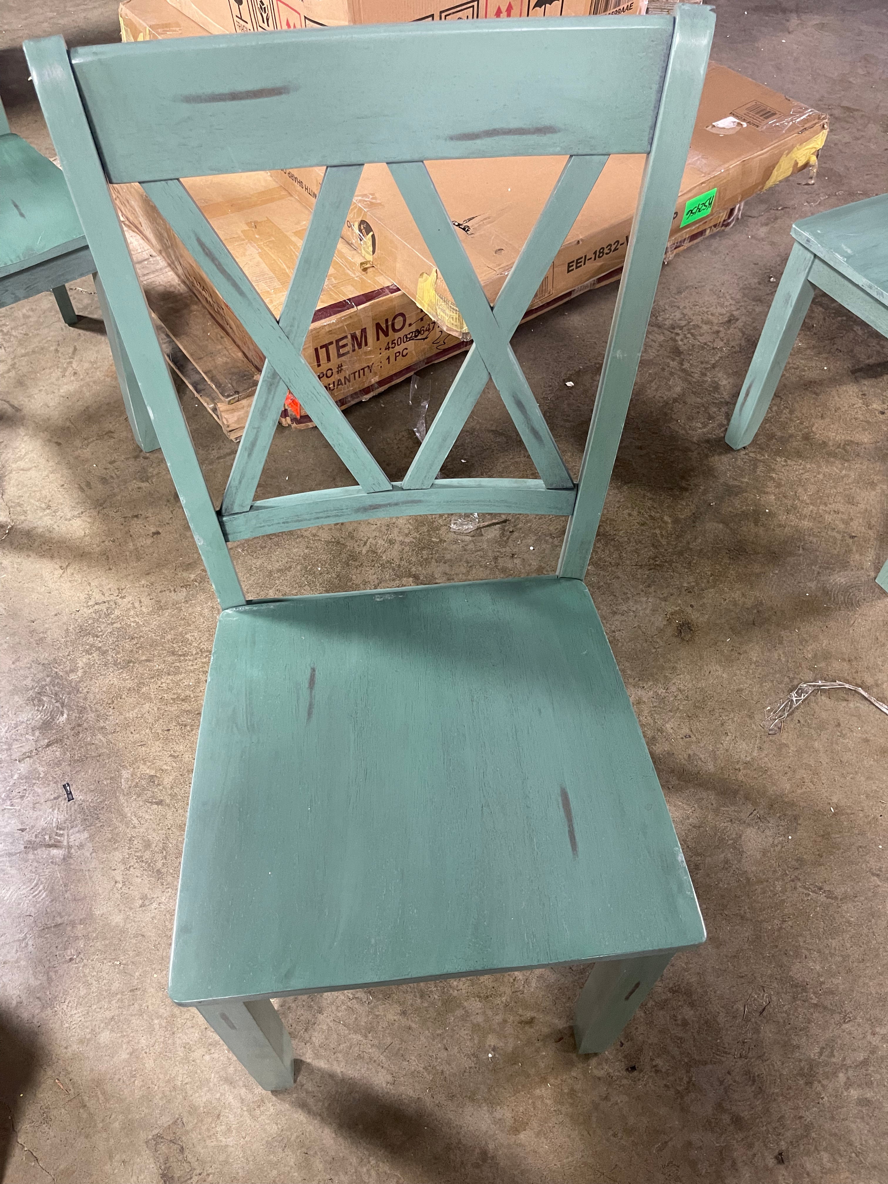 Wood Dining Chair, Teal (Set of 3)