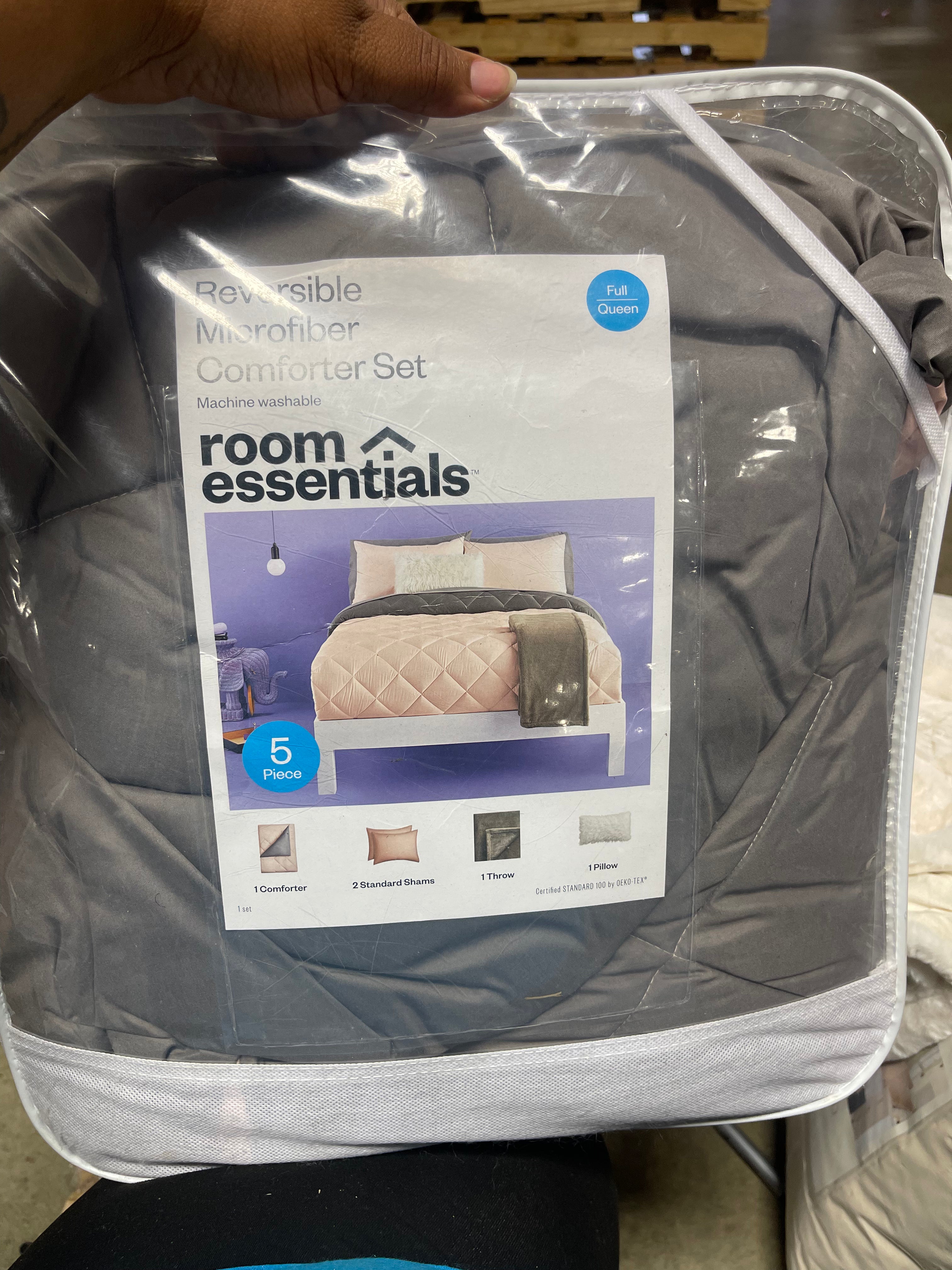 5pc Solid Microfiber Reversible Decorative Bed Set