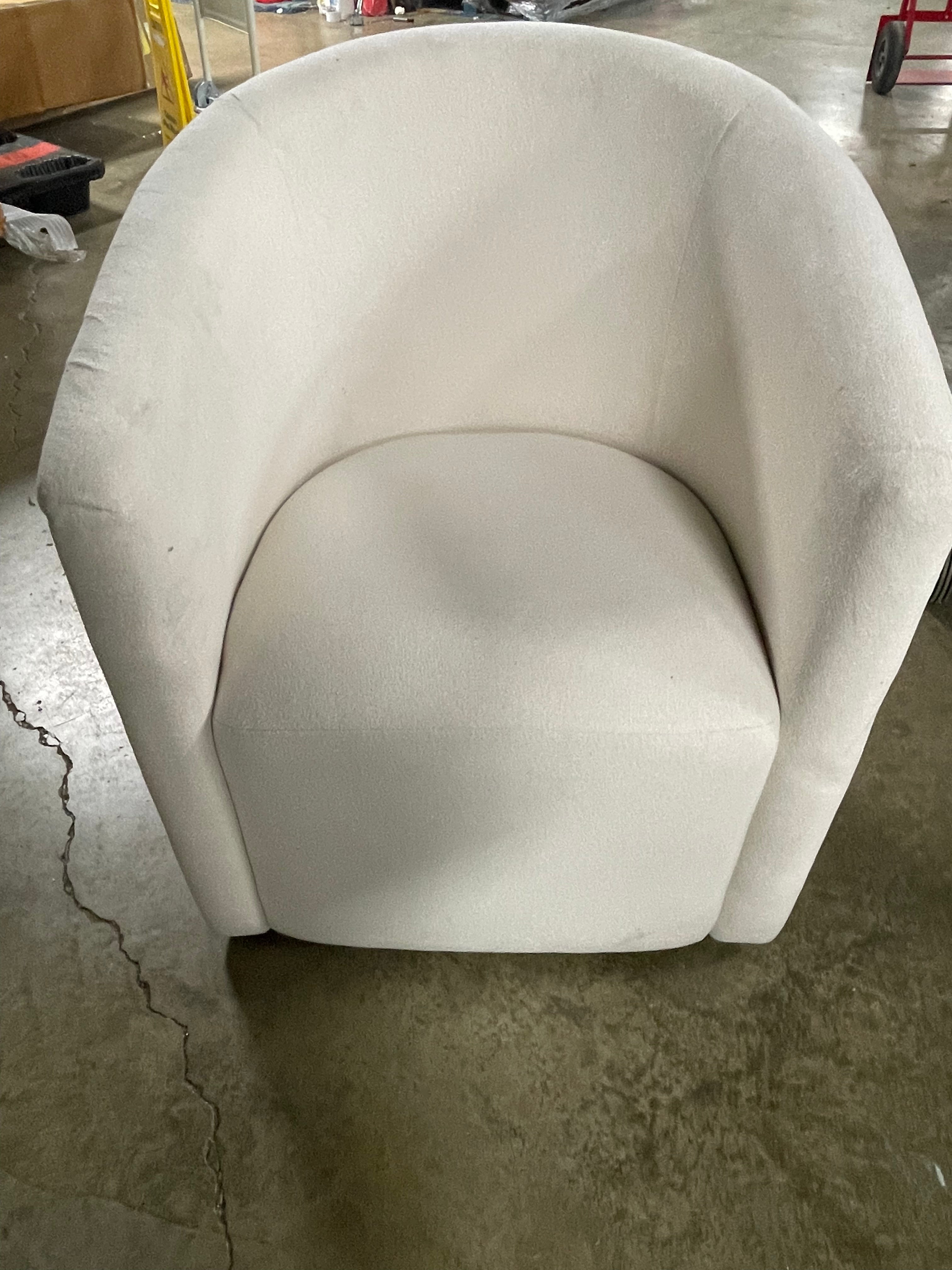 Aveline Barrell Dining Chair with Casters Cream/Linen - Upholstered Swivel