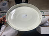 Enamel-Coated Metal Oval Serving Tray Cream/Green