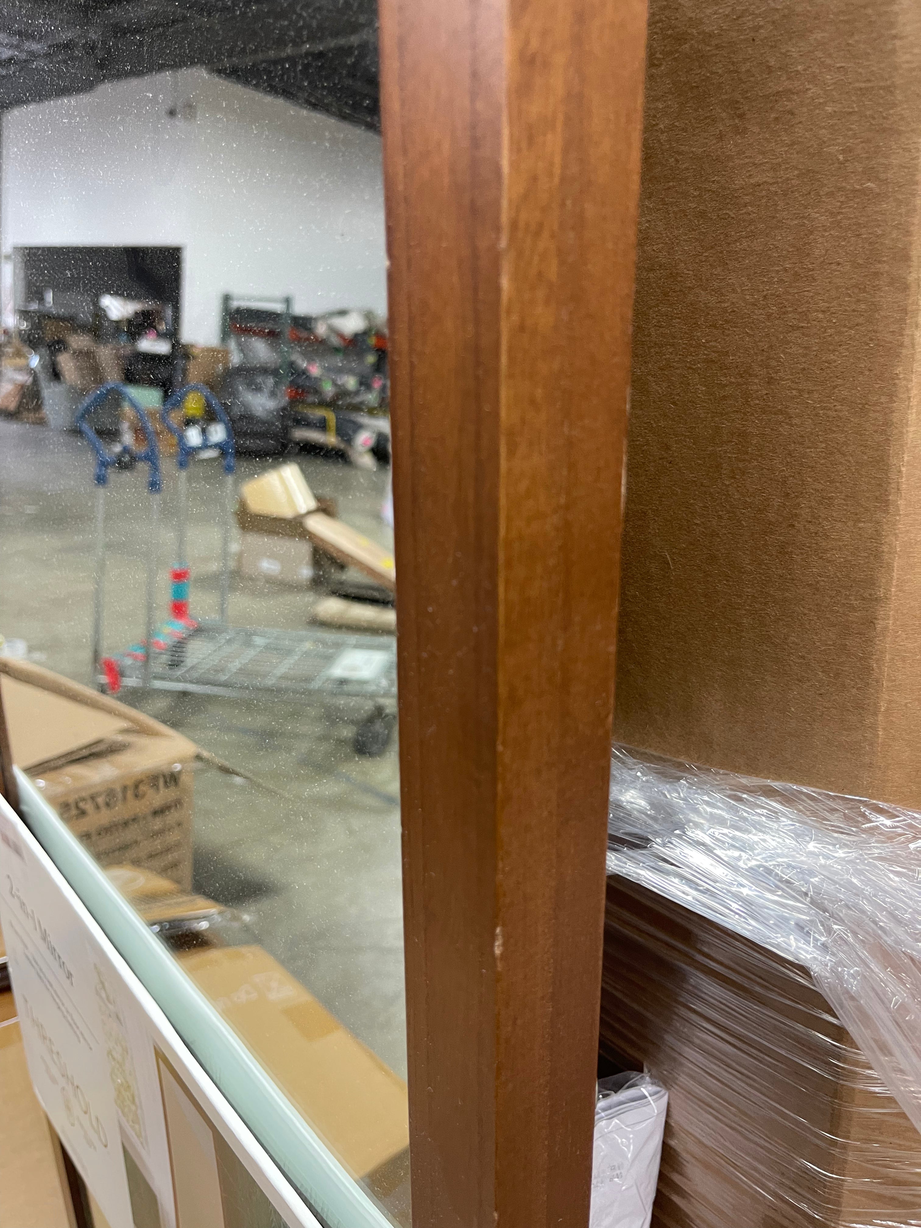 Wood Ladder Standing Mirror Brown - Easel Back, Full Body, Floor-Length, No Assembly Required