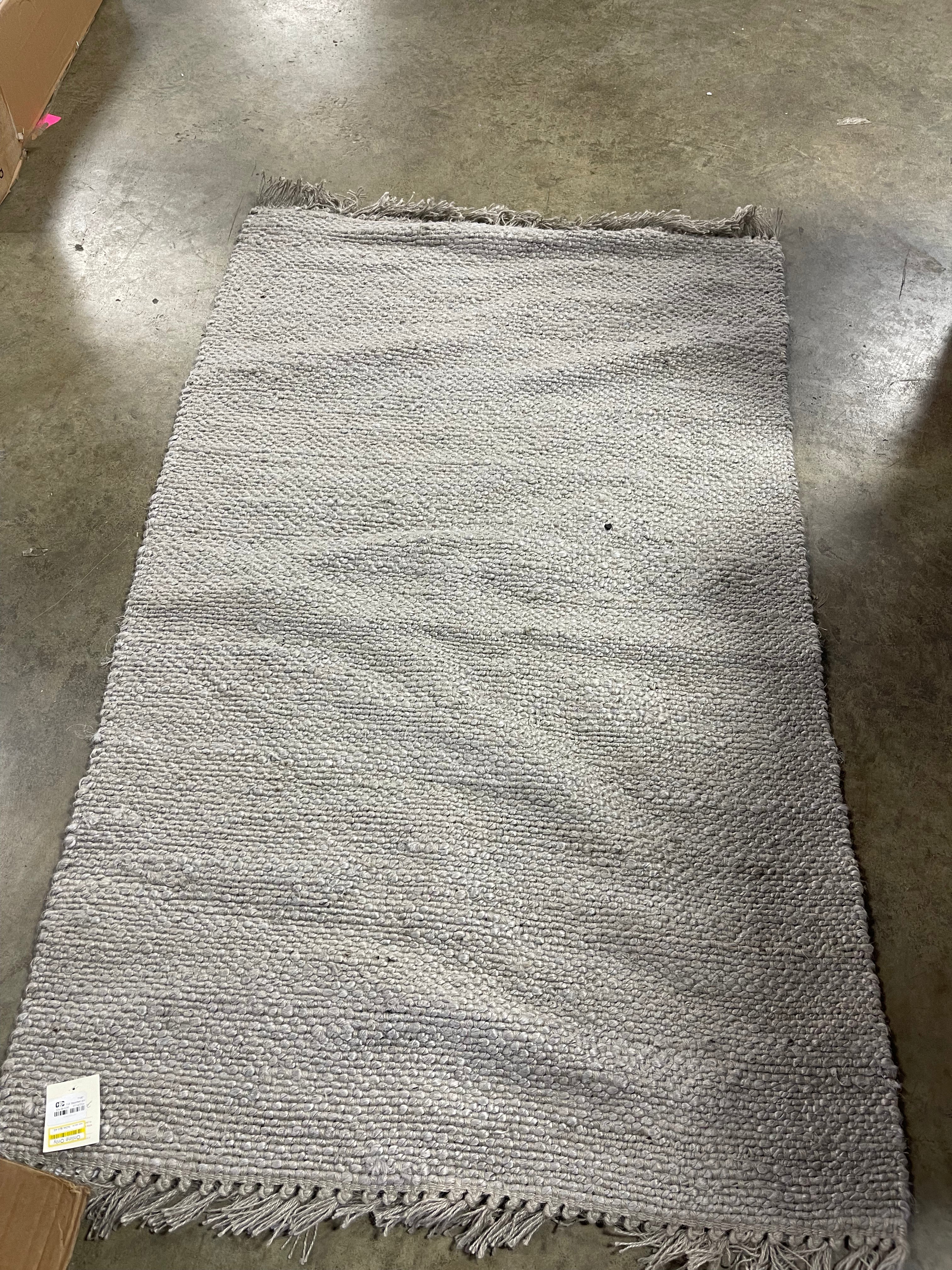 Bleached Jute Fringe Rug
