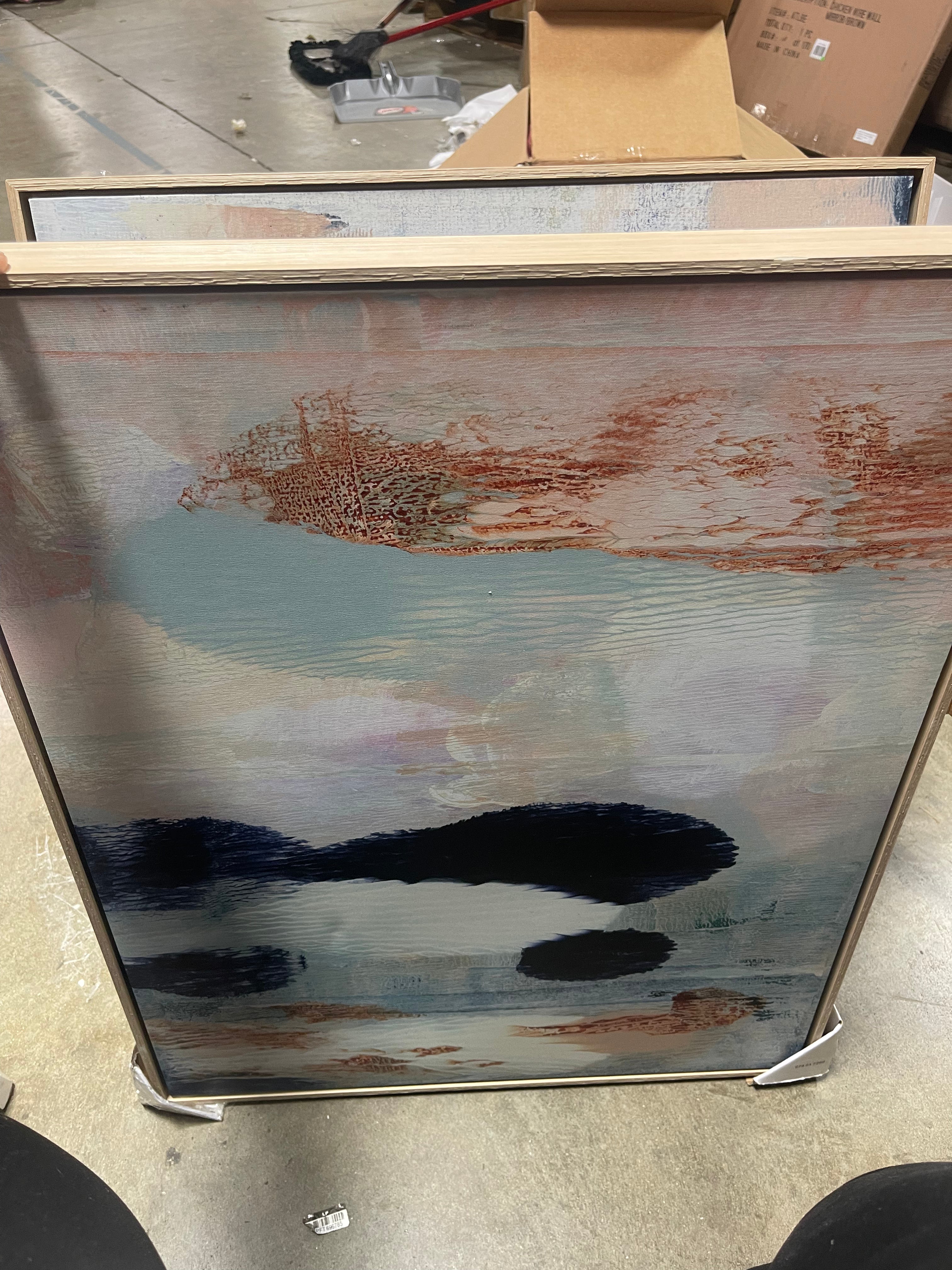 Abstract Framed Wall Art Canvas Beige - Set of 2