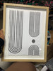 (Set of 2) Curve Lines Framed Under Glass Black