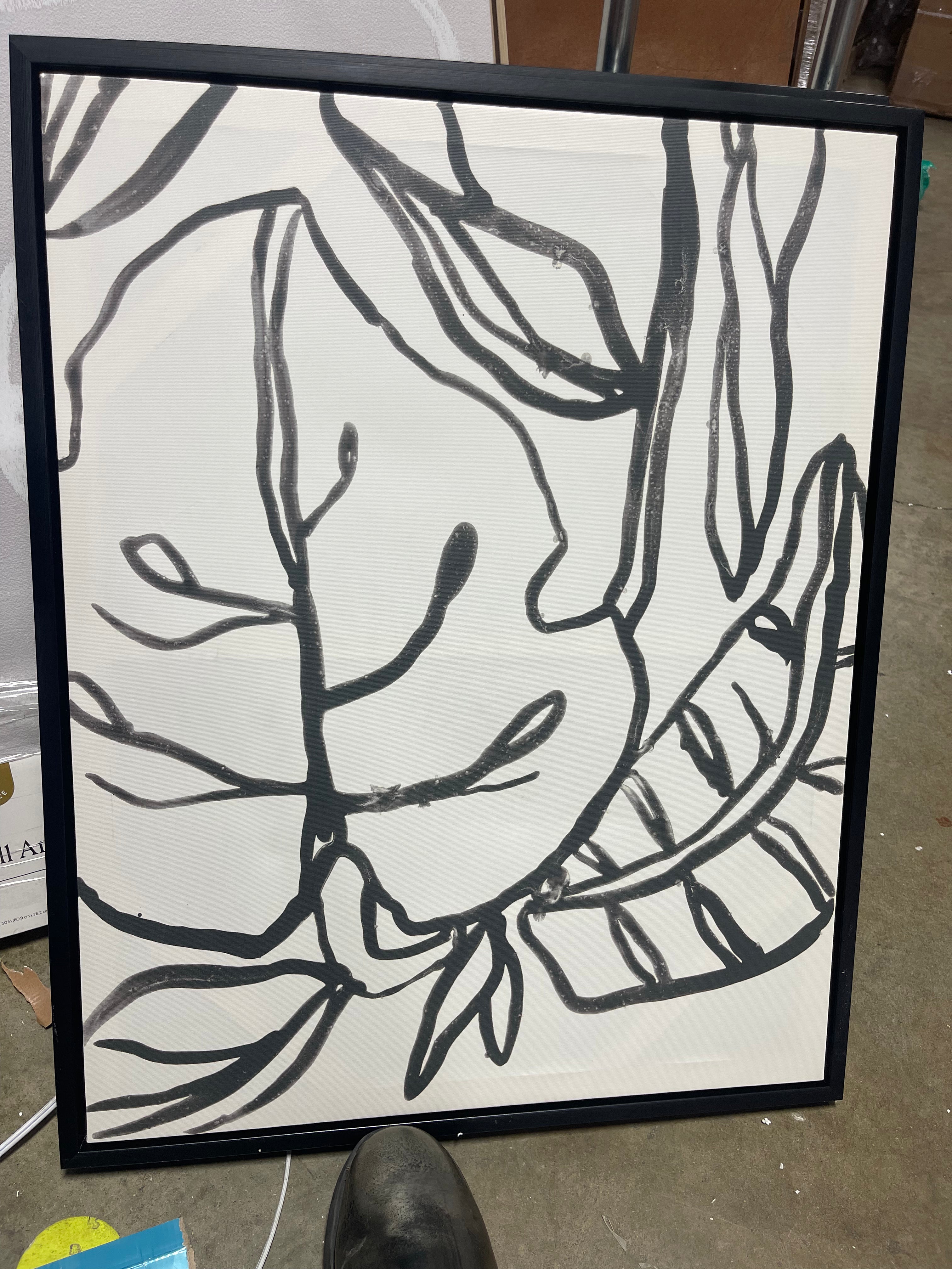 Botanical Sketch Framed Wall Canvas White/Black