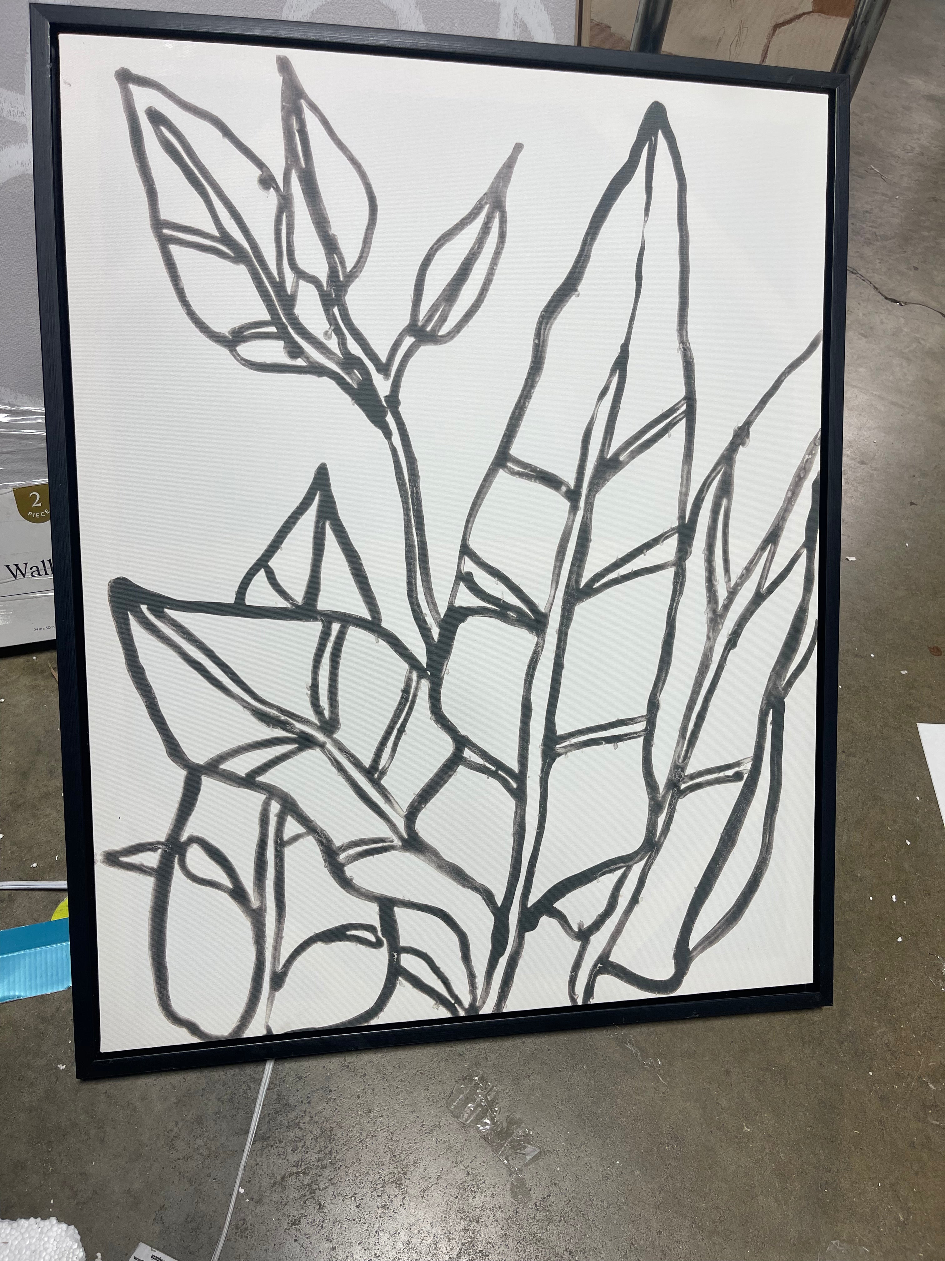 Botanical Sketch Framed Wall Canvas White/Black