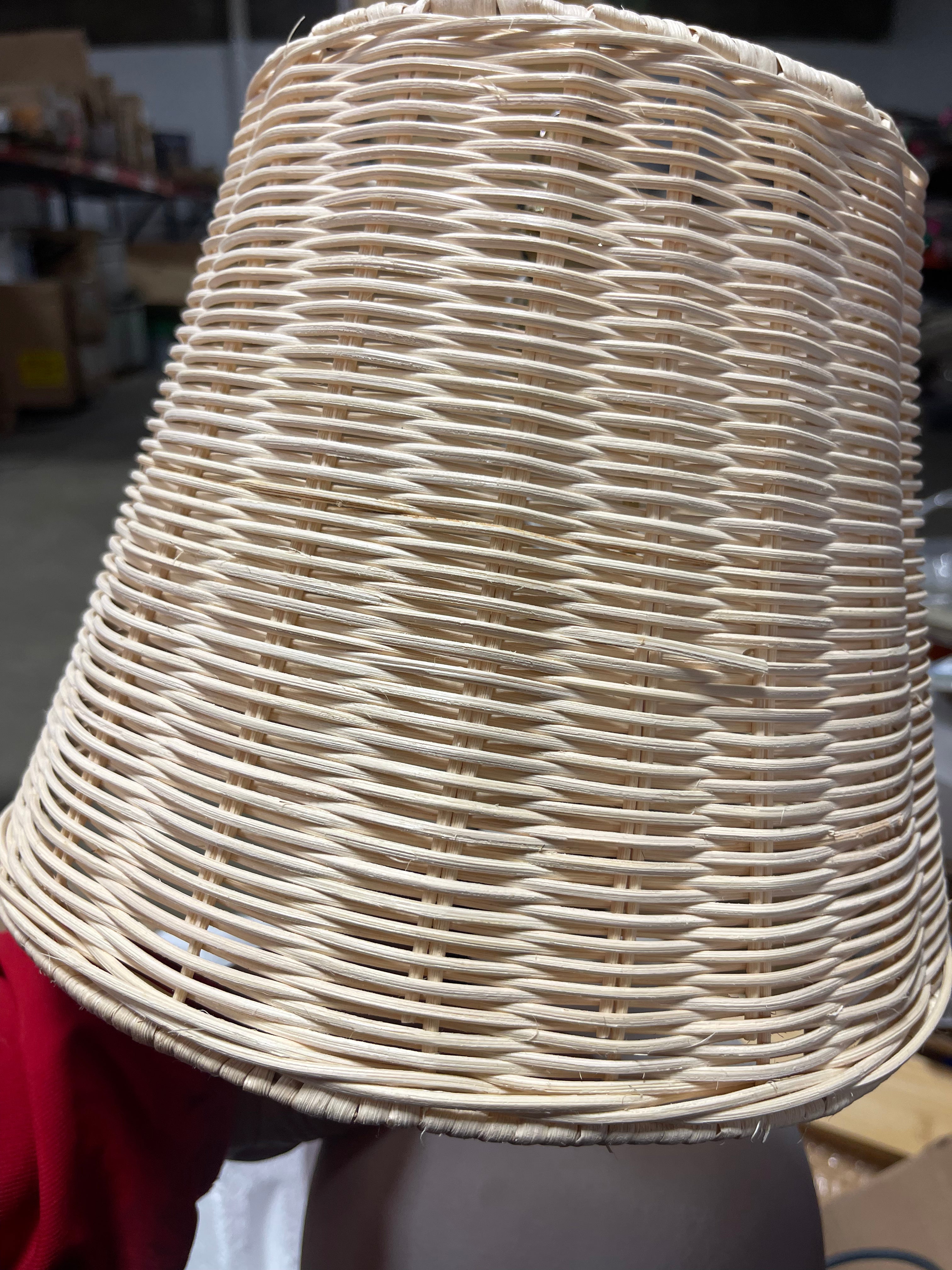 Ceramic Table Lamp with Rattan Shade White