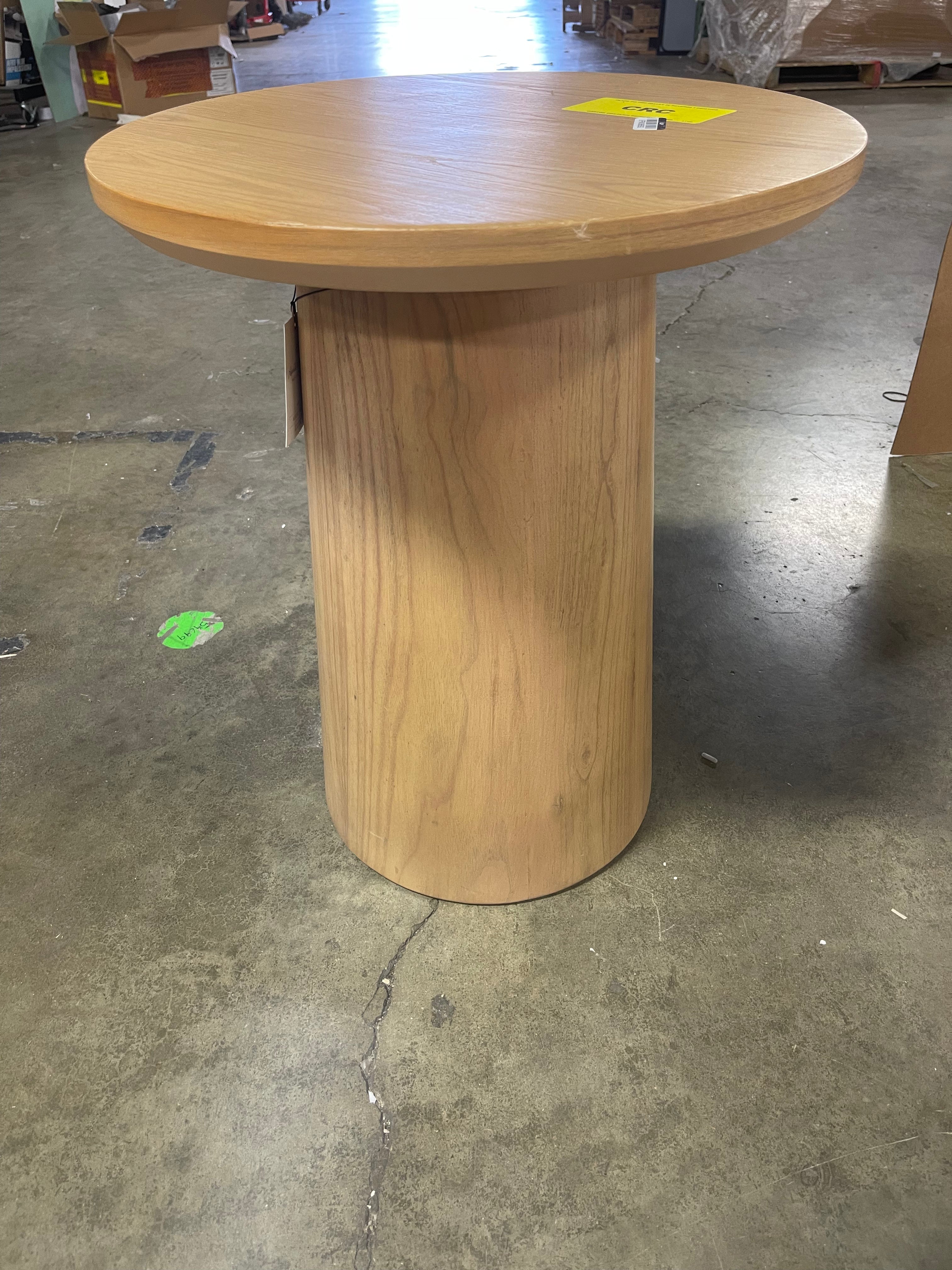 Wooden Round Pedestal Accent Side Table