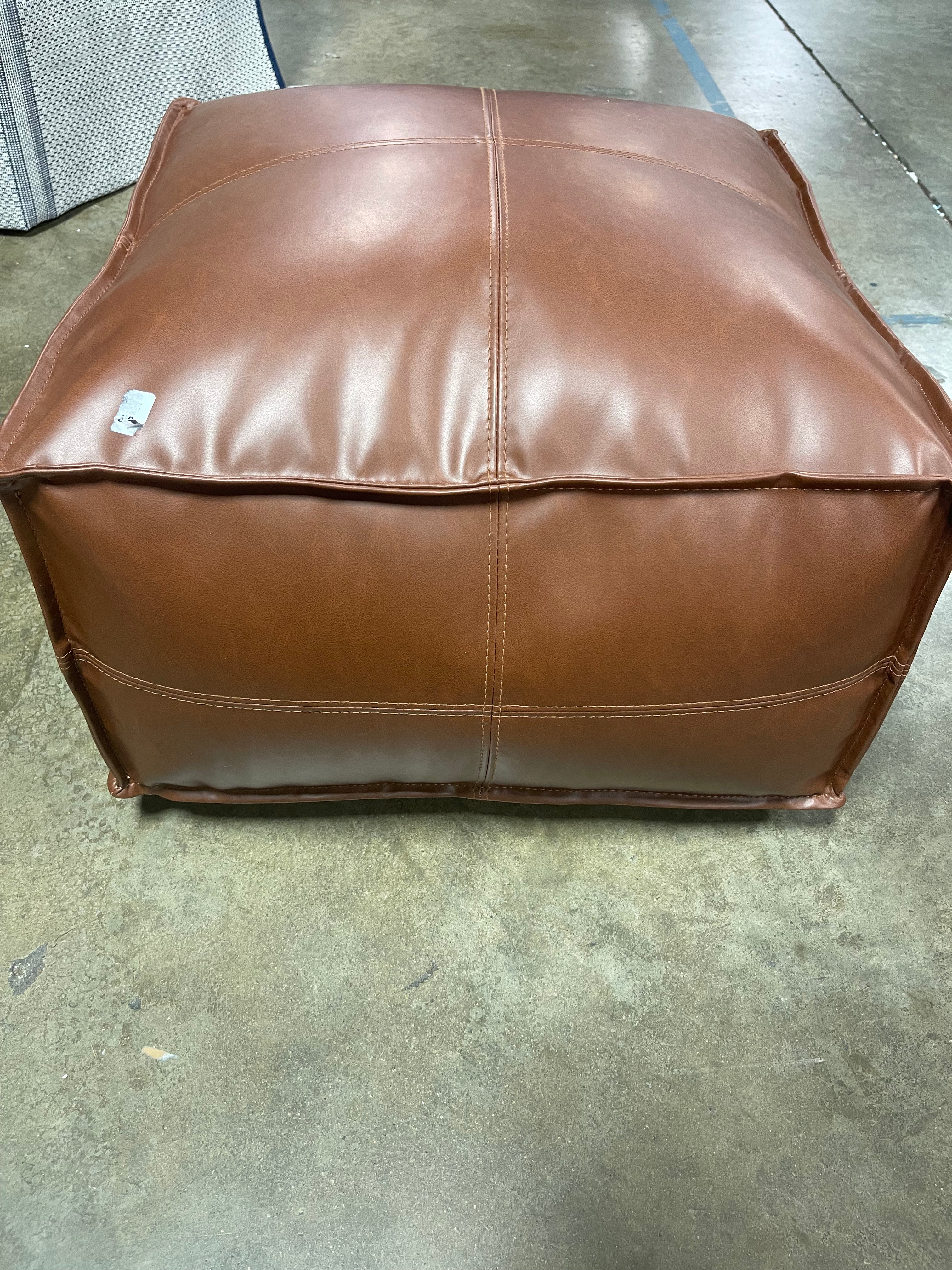 Earl Faux Leather French Seam Ottoman