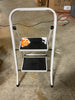 2 Step Ladder Folding Step Stool Sturdy Steel Ladder with Anti-Slip Pedal White