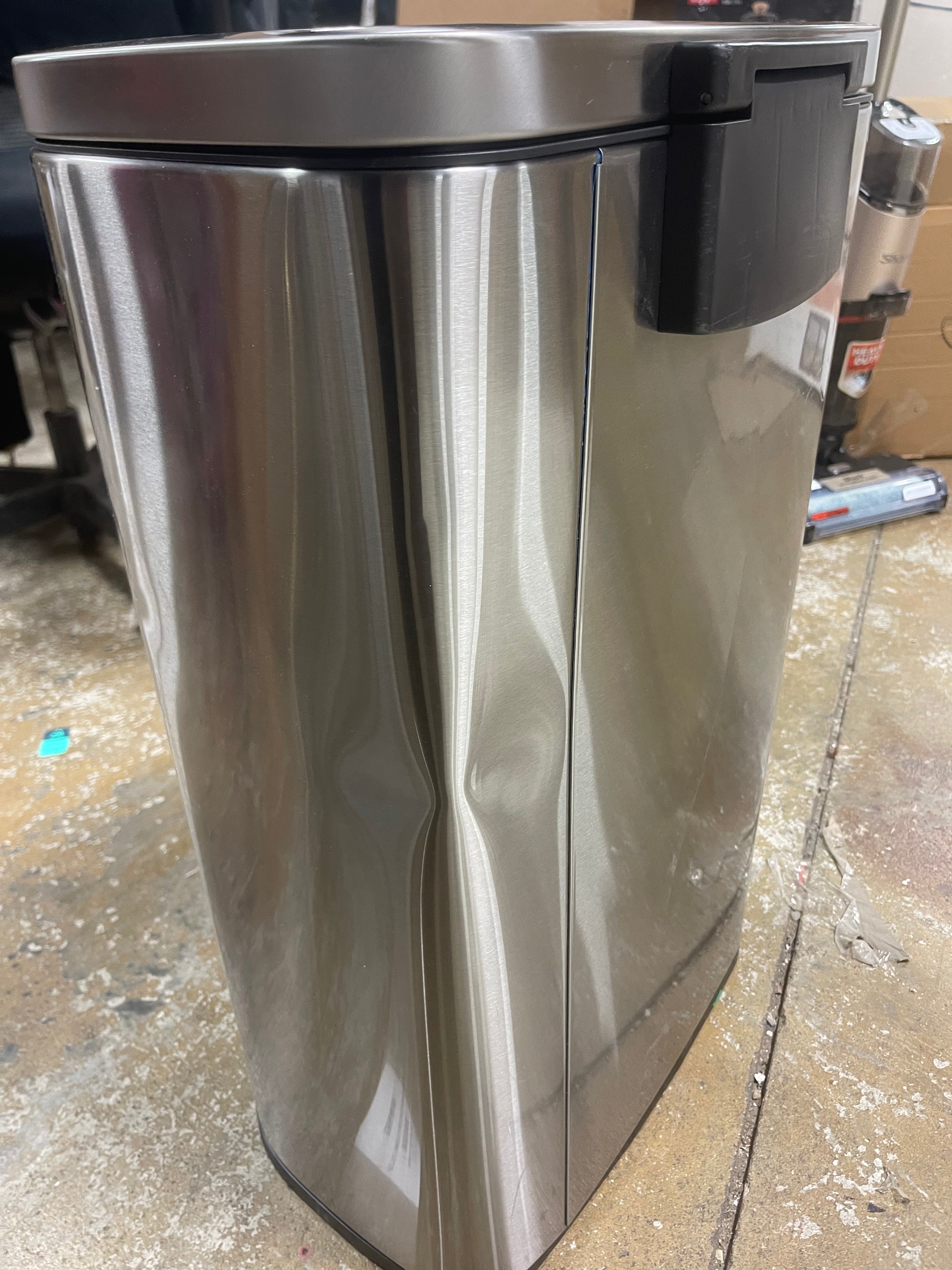 D Shape Step Trash Can Stainless Steel, Kitchen Garbage Can, Smooth Finish, Indoor Use