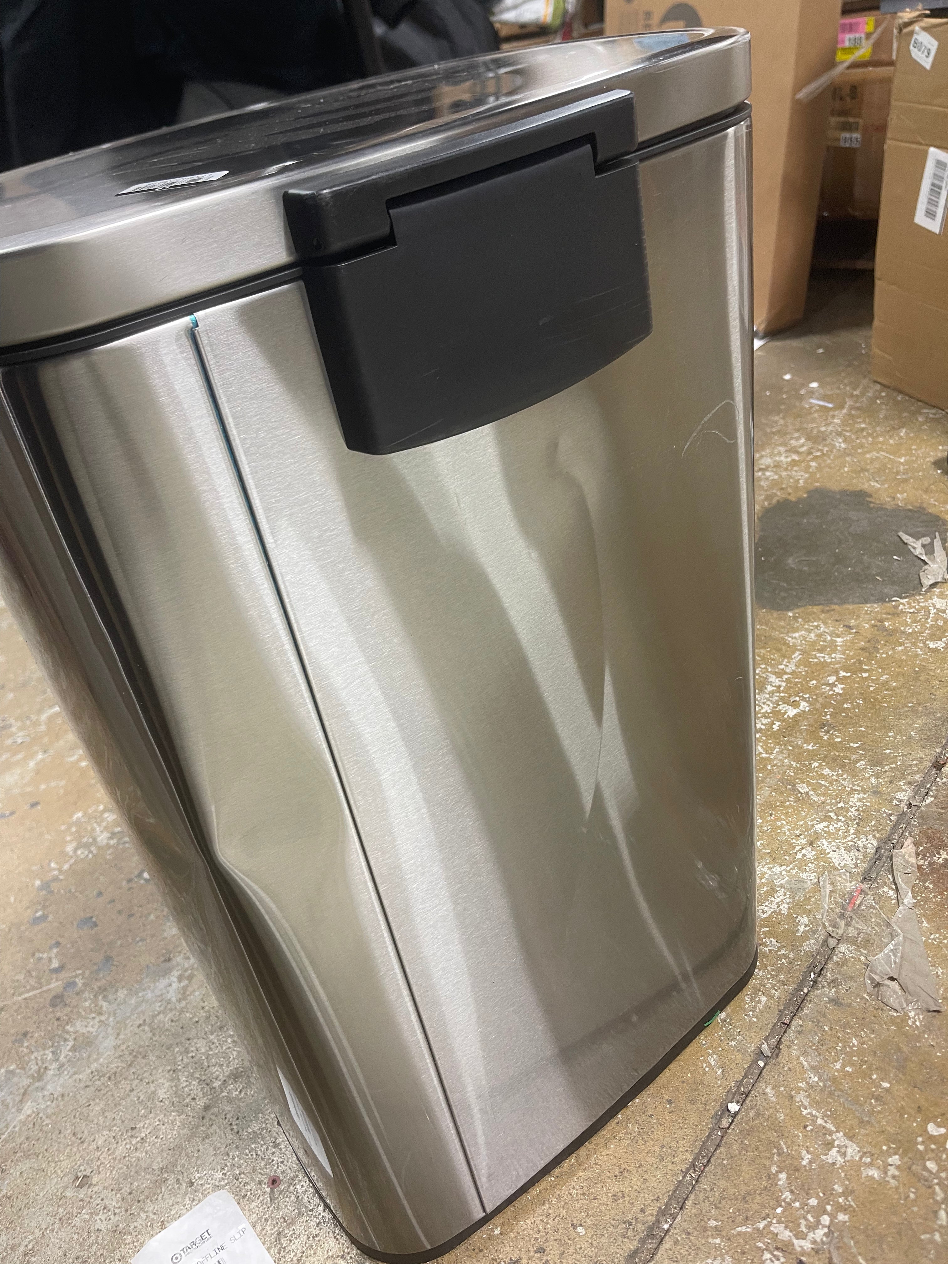 D Shape Step Trash Can Stainless Steel, Kitchen Garbage Can, Smooth Finish, Indoor Use