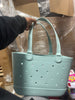 Beach Bag Rubber Tote | Waterproof Large with Zipper Pocket, Pool Boat, Groceries, Sports | Getaway Bag Collection | Sea Glass Sage