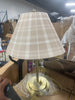 Brass Accent Table Lamp with Classic Plaid Shade Cream/Tan
