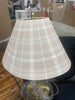 Brass Accent Table Lamp with Classic Plaid Shade Cream/Tan
