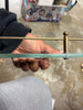 Decorative Glass Wall Shelf with Brass Rail -No Assembly, Wall-Mounted