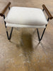 Cushioned Metal & Wood Ottoman - Cream/Black