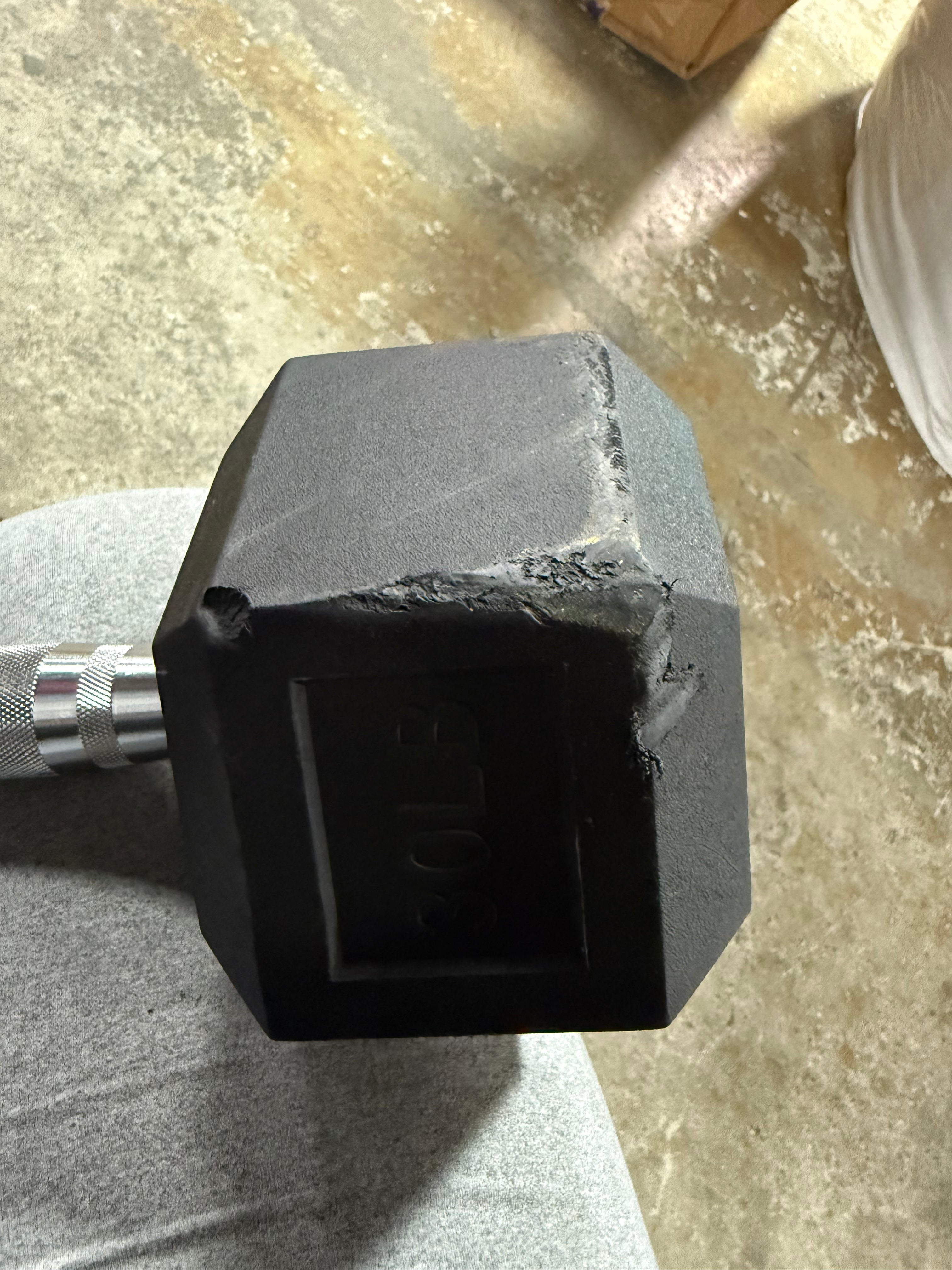 Rubber Hex Dumbbells, 1-Piece, Black