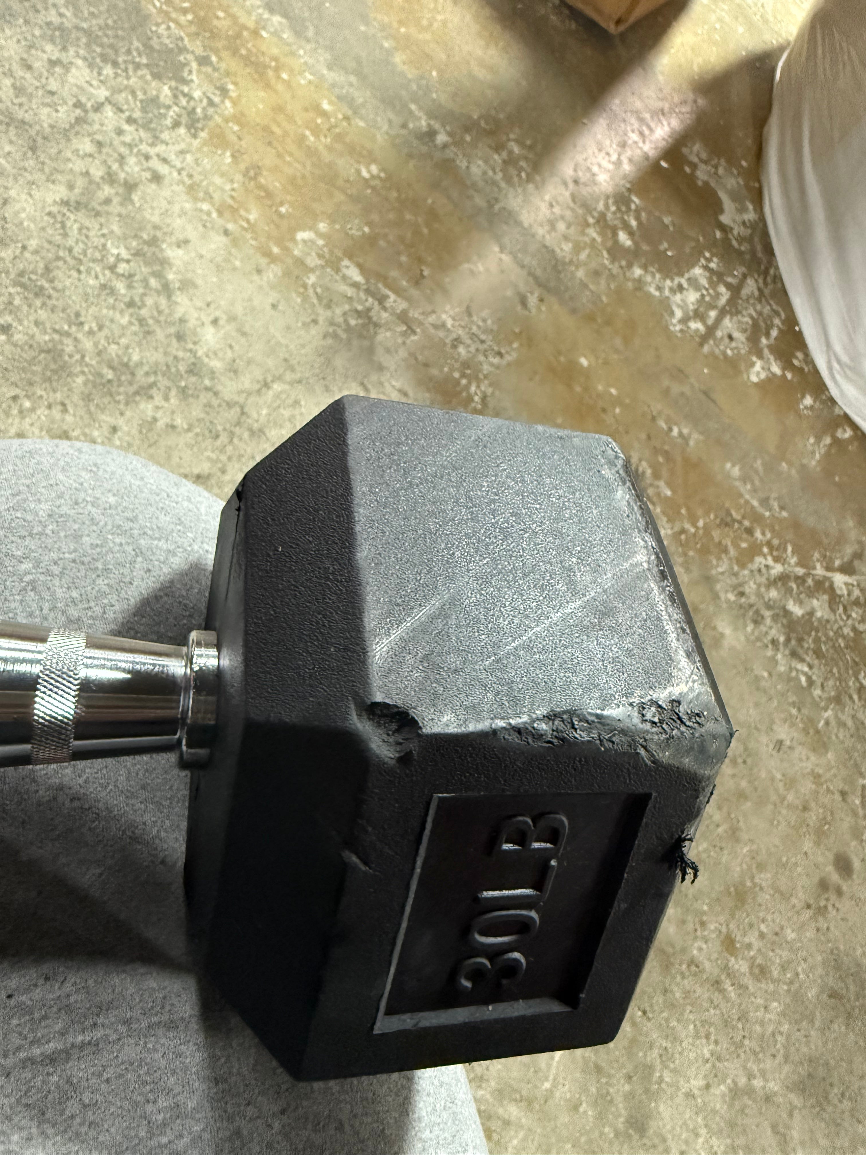 Rubber Hex Dumbbells, 1-Piece, Black