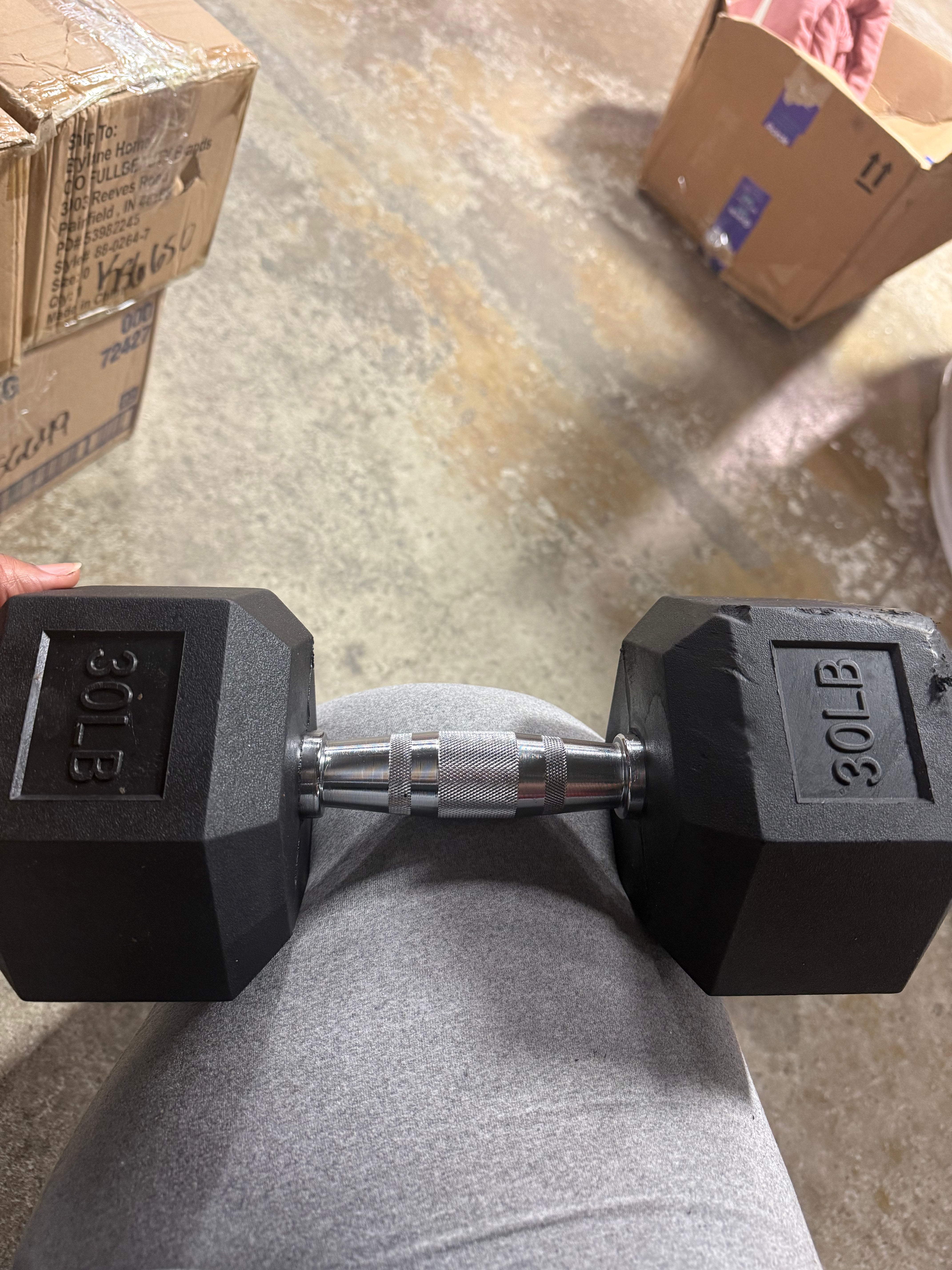 Rubber Hex Dumbbells, 1-Piece, Black