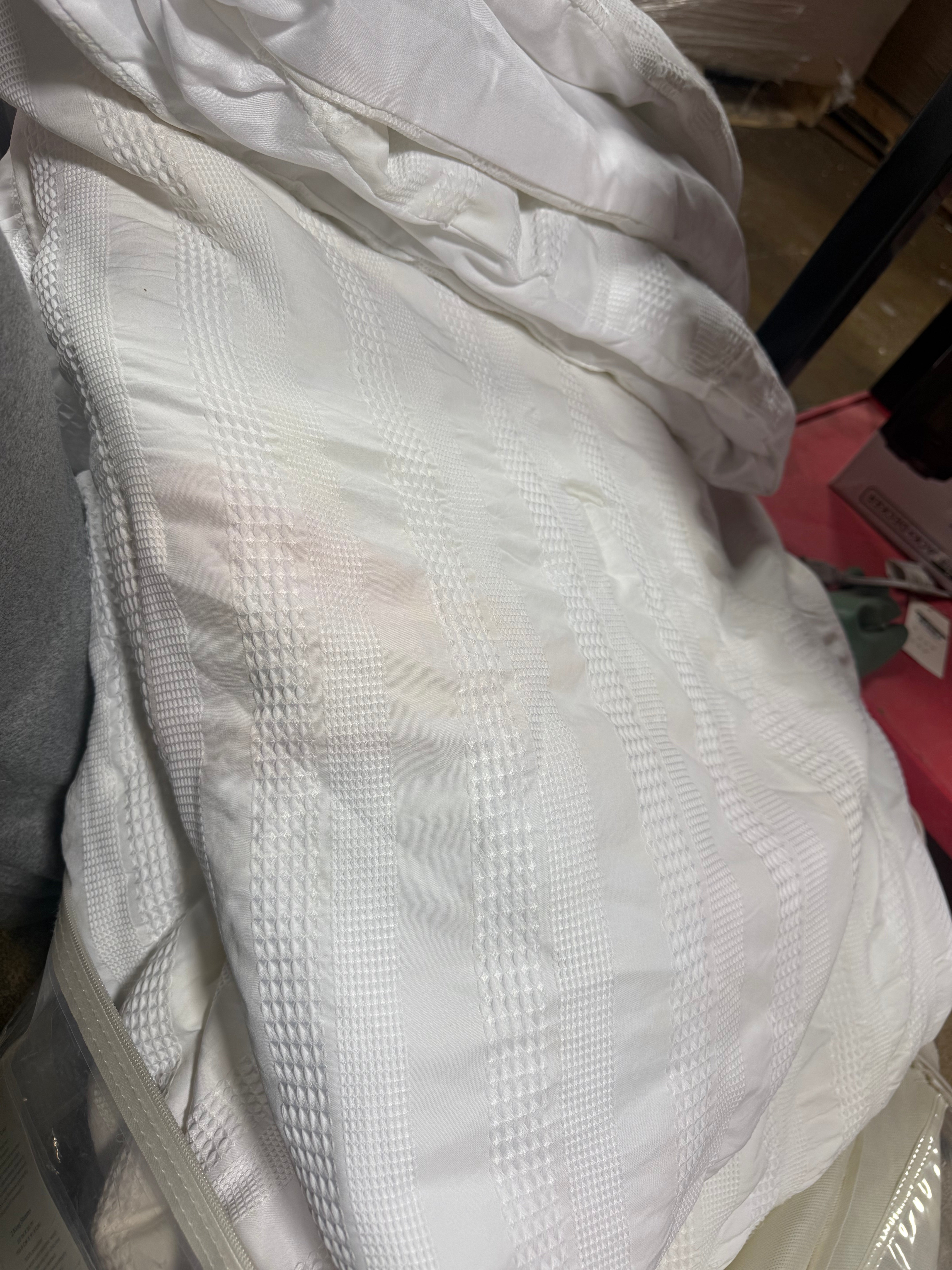 King Woven Waffle Stripe Comforter Set
