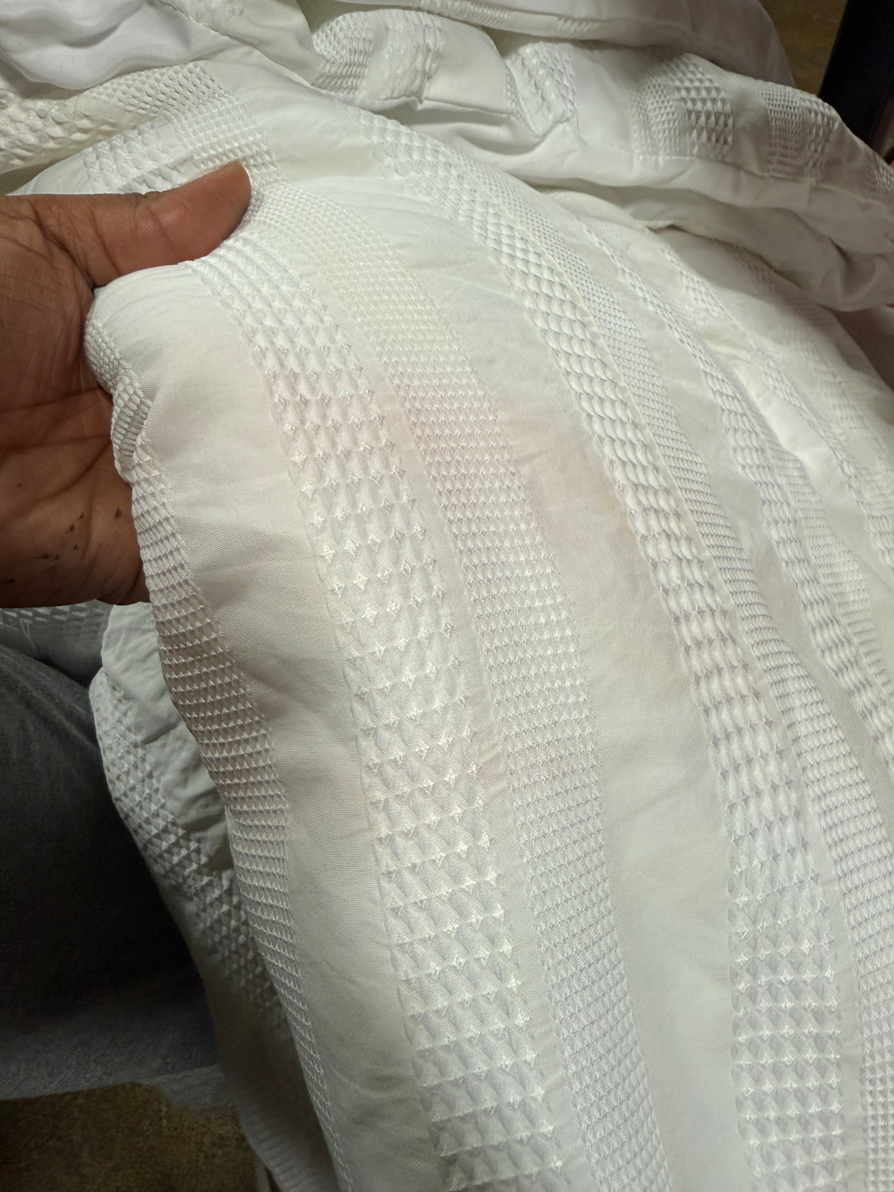 King Woven Waffle Stripe Comforter Set