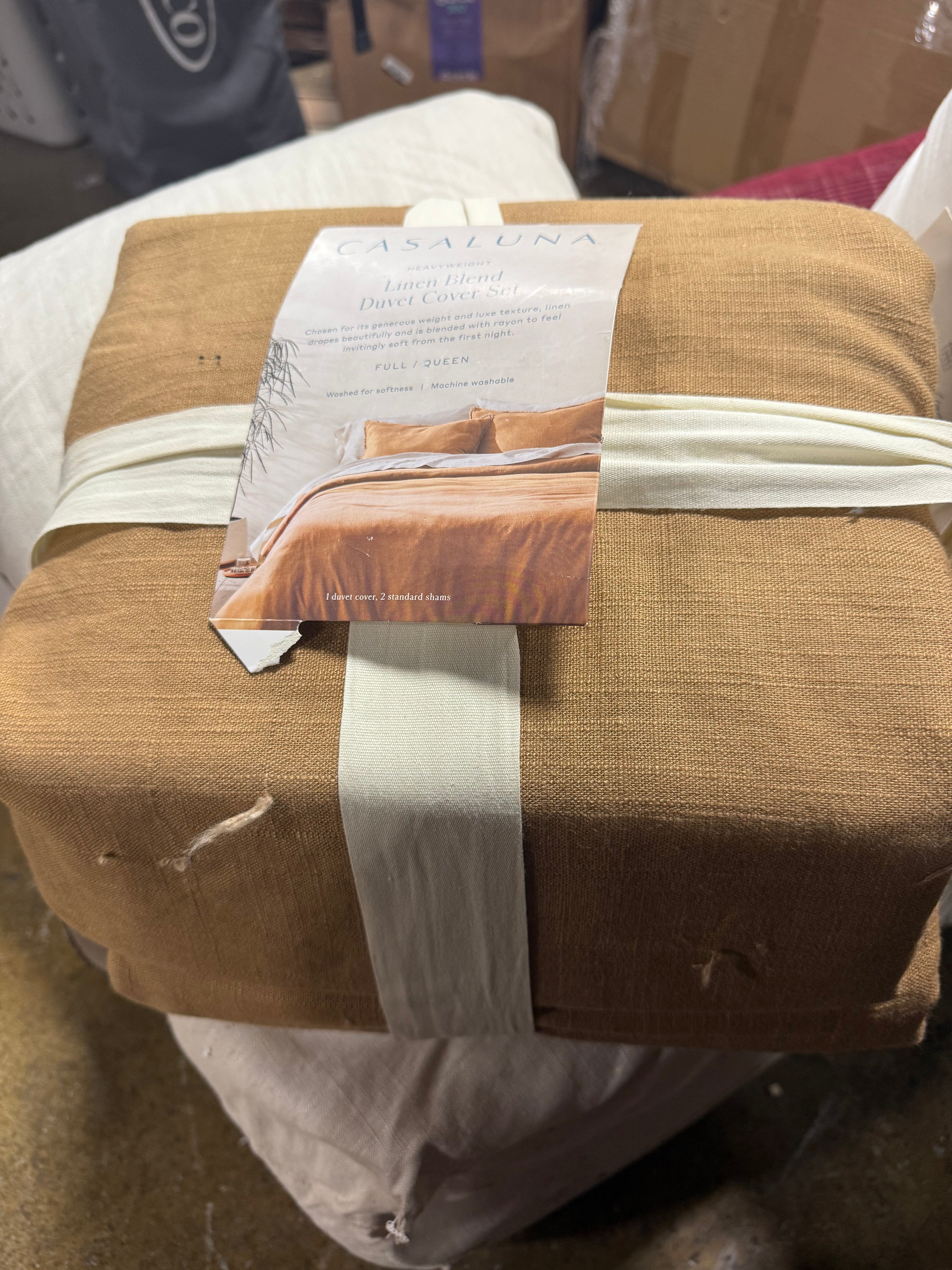 Heavyweight Linen Blend Duvet Cover & Pillow Sham Set Full/Queen