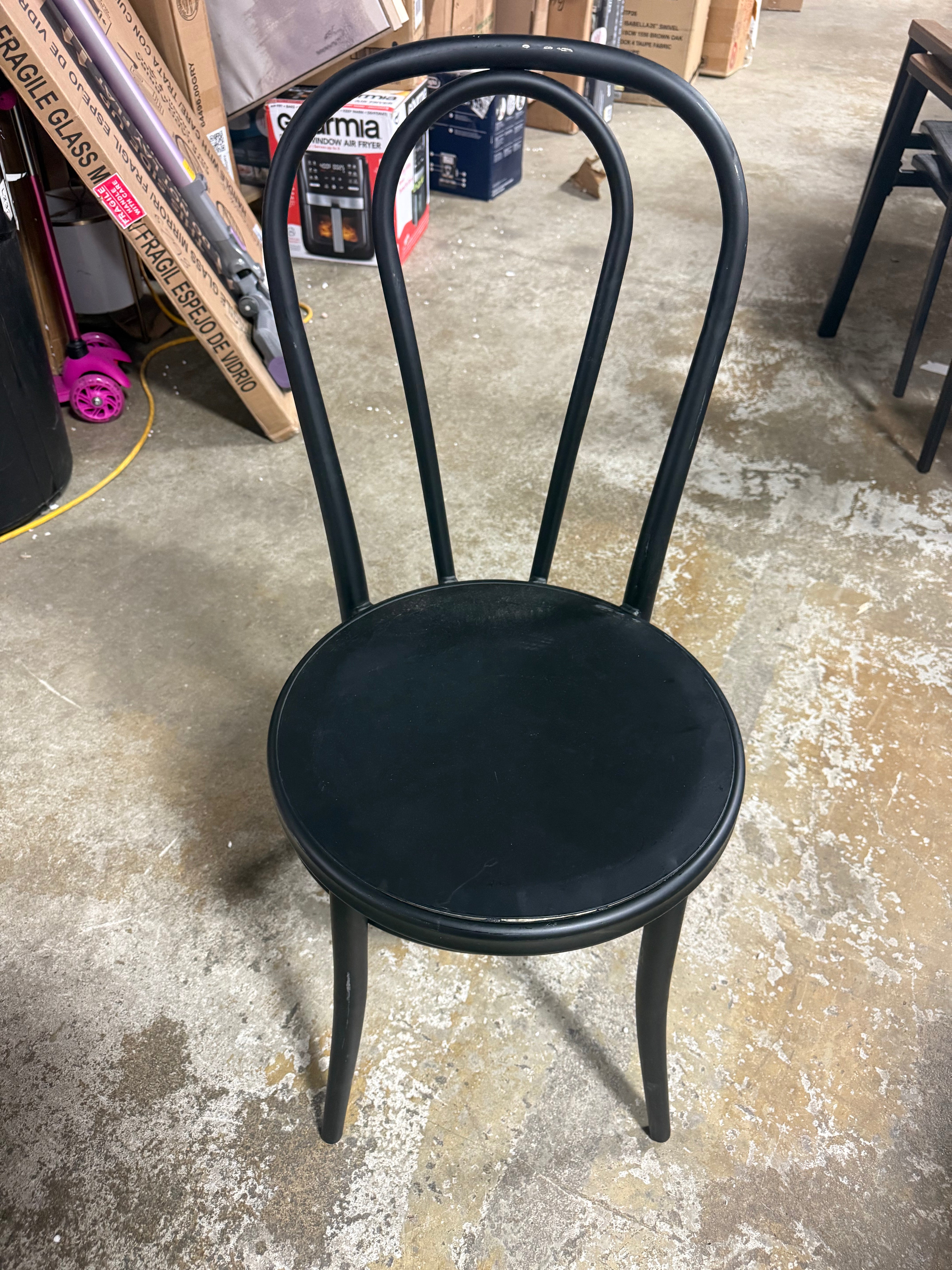 1-Piece Emery Metal Bistro Chair Matte Black - Steel Frame, No Assembly, Curved Back