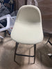 Curved Back Counter Stool Bar Round Mid-Century Metal Cream