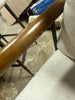 Dutton Armchair in Ivory Fabric with Natural Arms and Black Sled Base