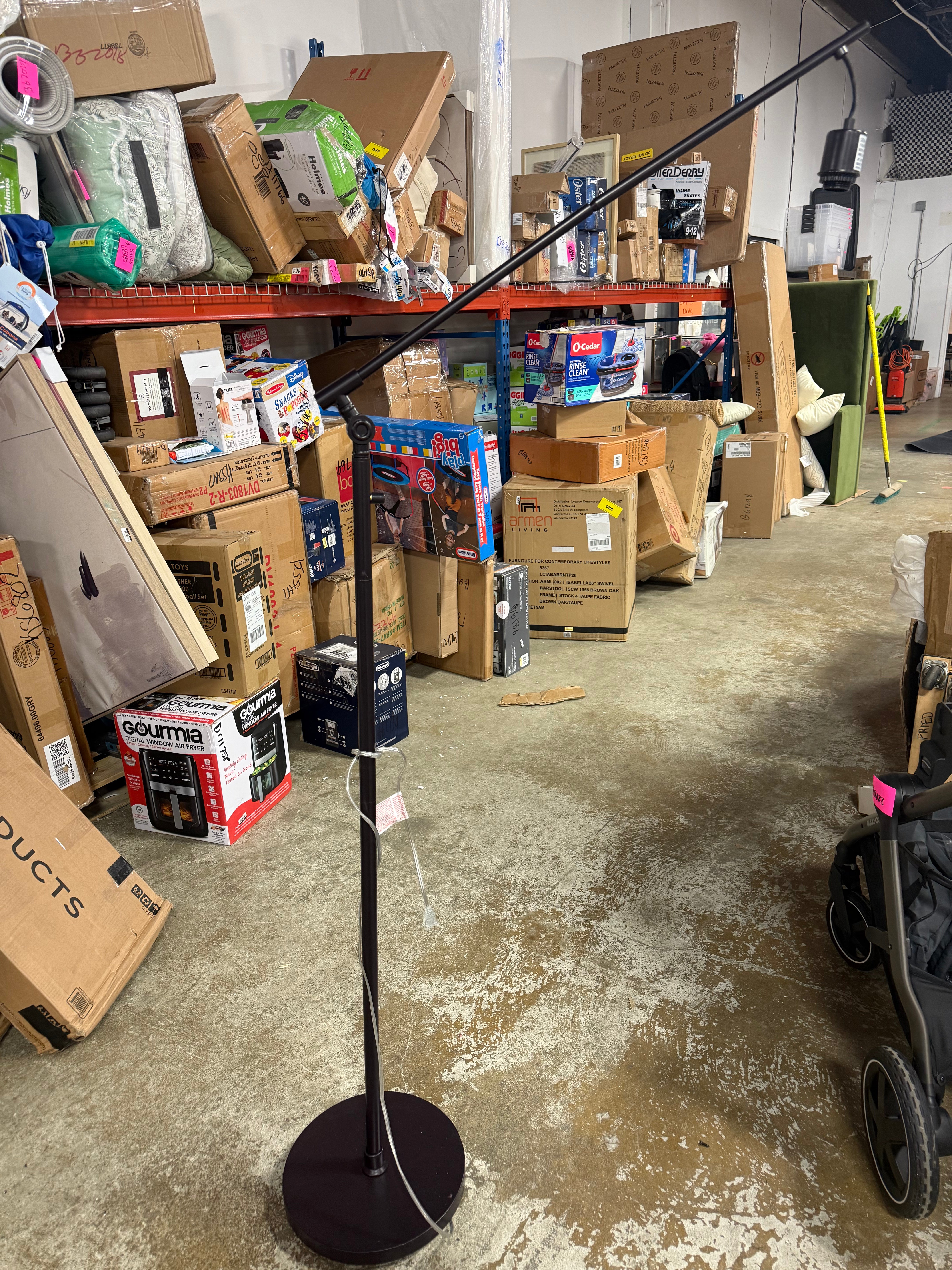 Cantilever Drop Pendant Swing Arm Floor Lamp Brown