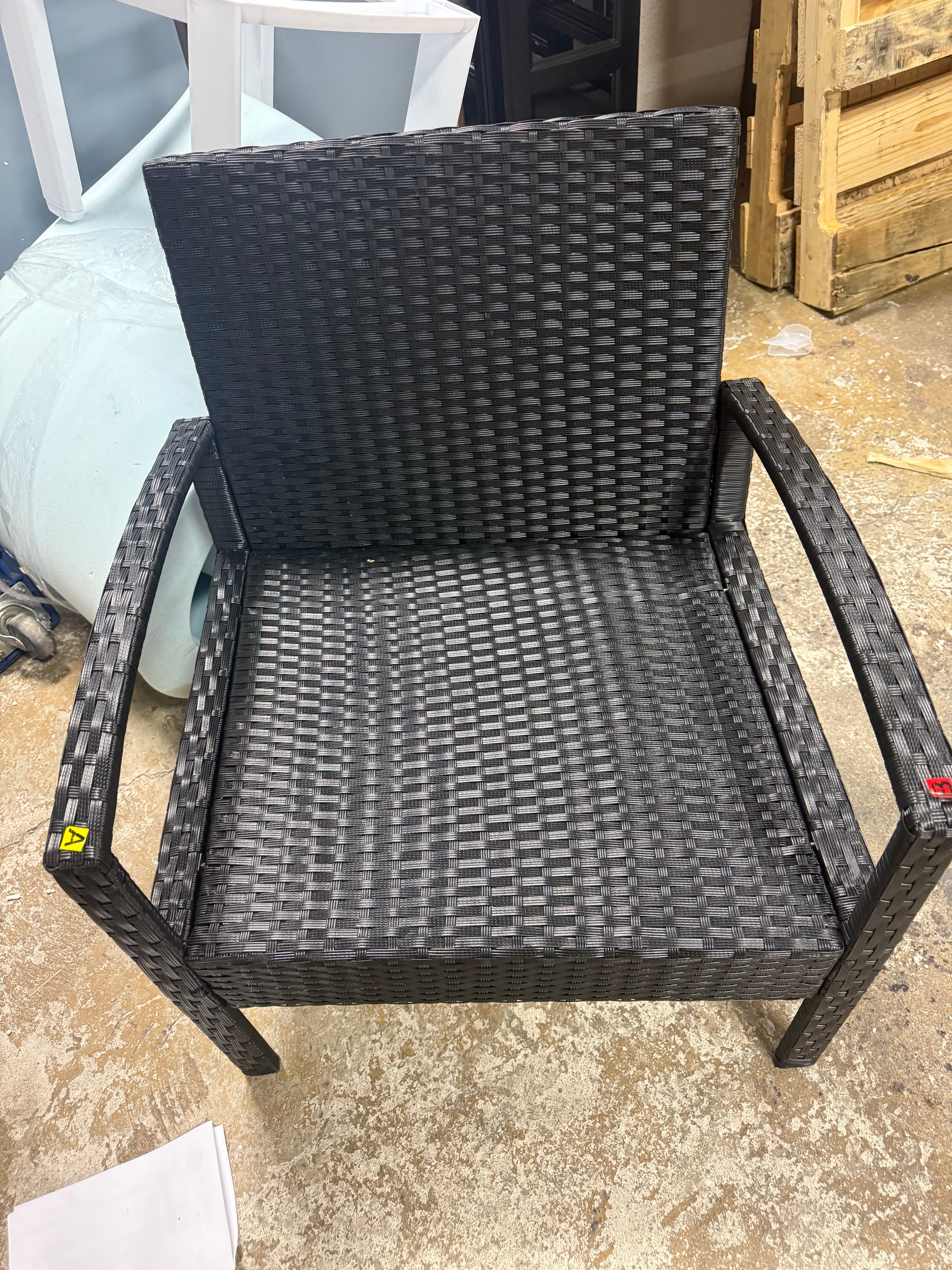 3-Piece Wicker Patio Conversation Set with Tan Cushions