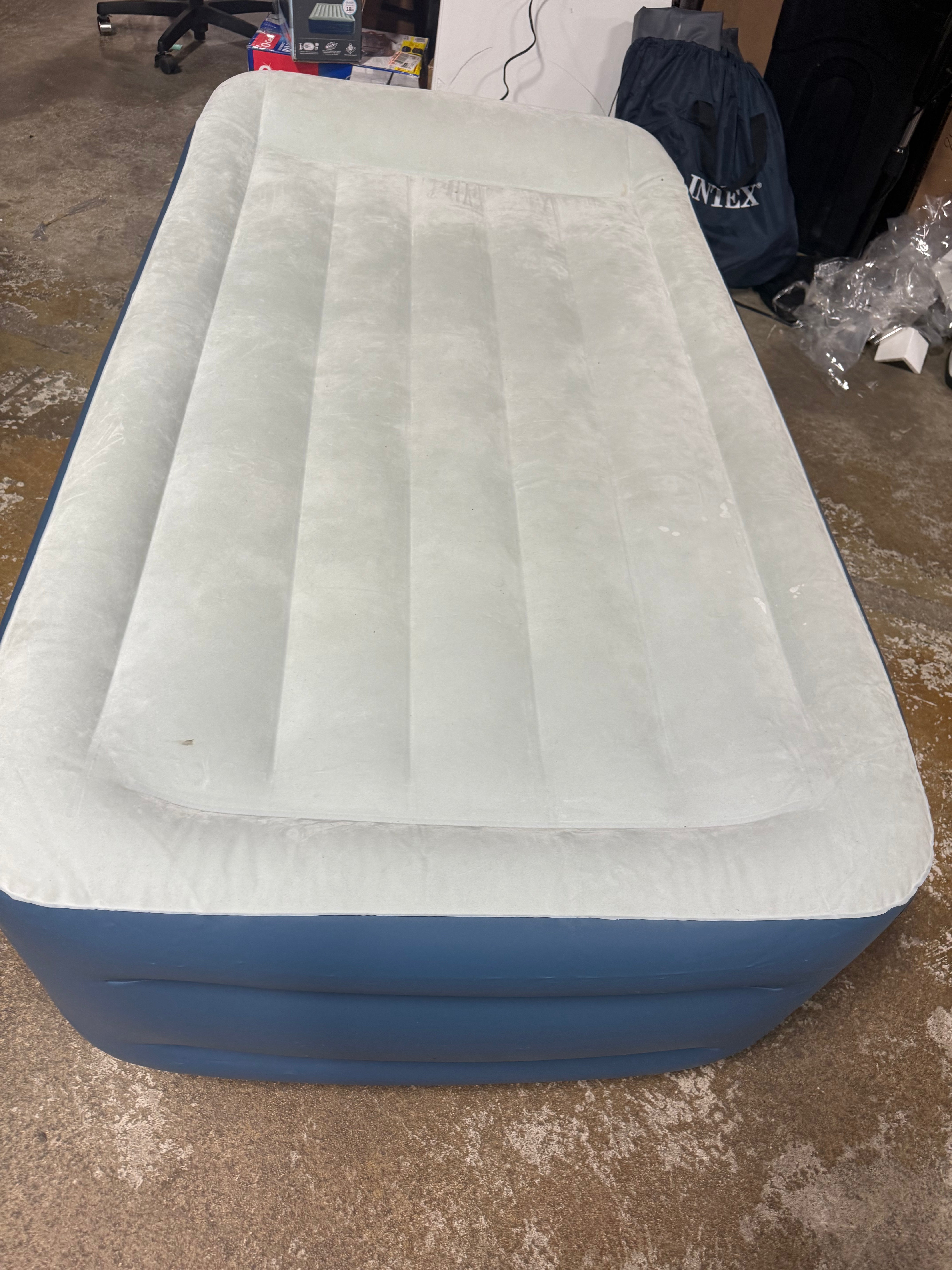Elevated Pillow Rest Queen Air Mattress with Internal Pump - Off-White/Blue