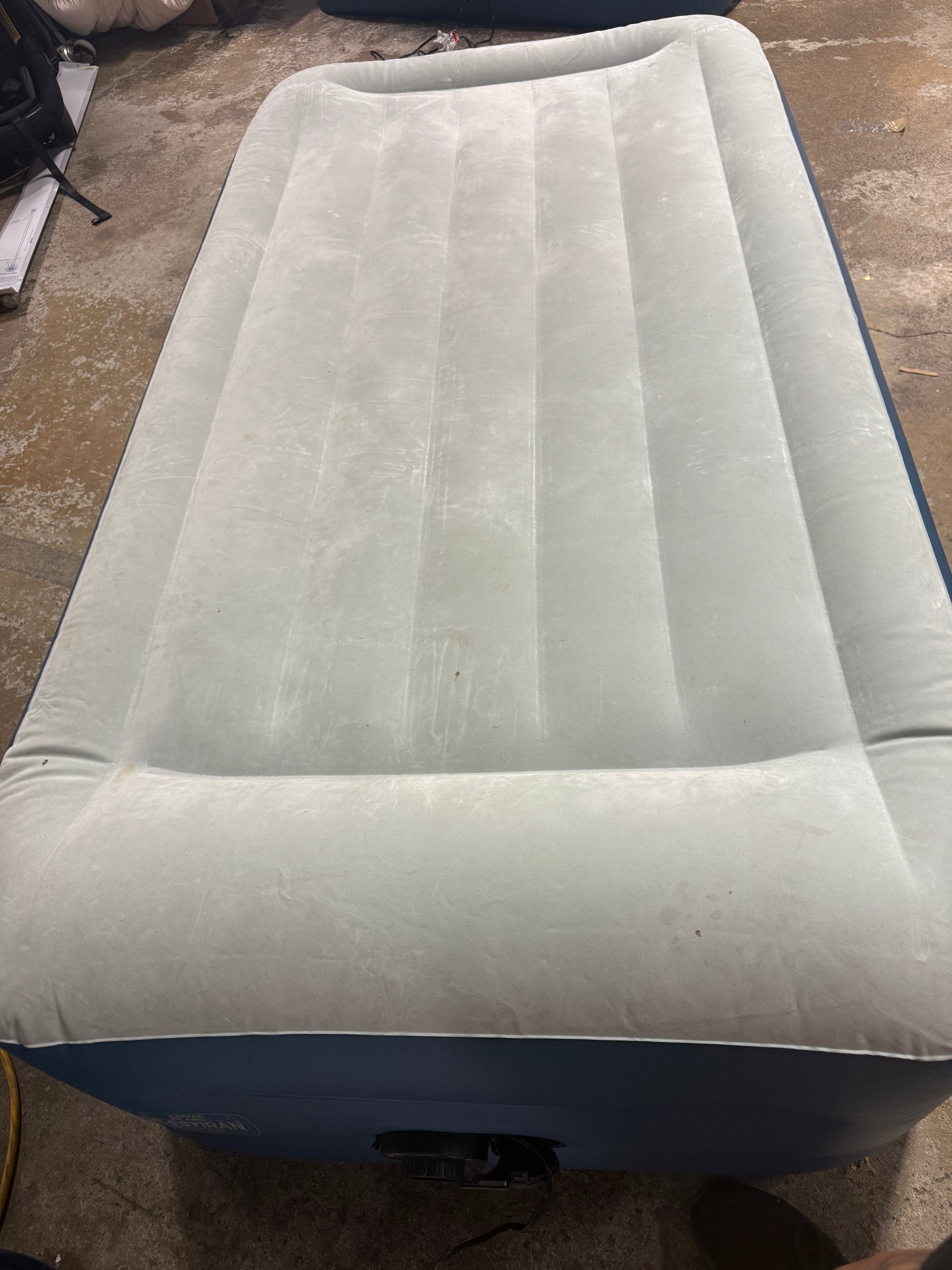 Elevated Pillow Rest Queen Air Mattress with Internal Pump - Off-White/Blue