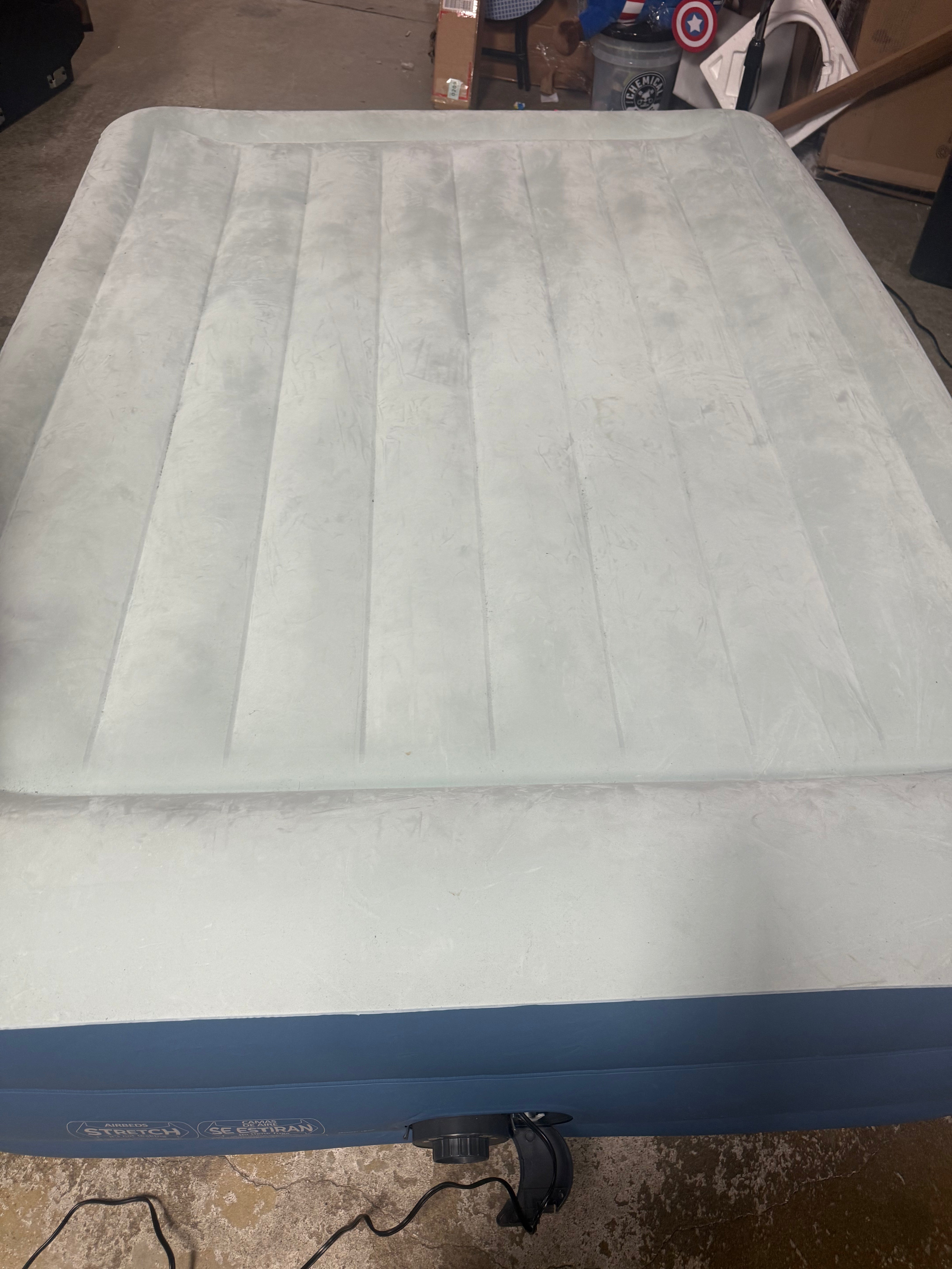 Elevated Pillow Rest Queen Air Mattress with Internal Pump - Off-White/Blue