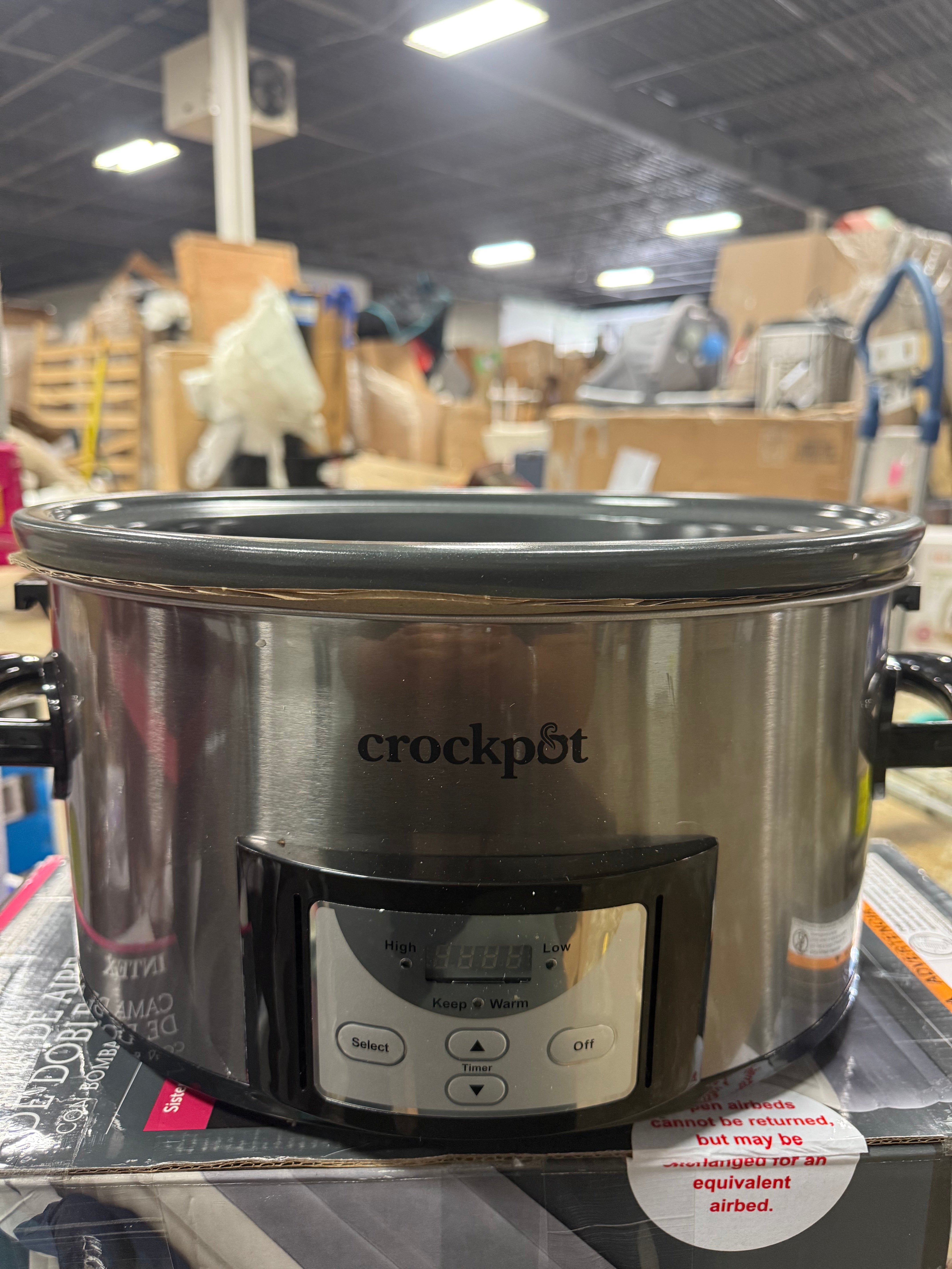 Cook & Carry Programmable Easy-Clean Slow Cooker Stainless Steel: 3 Settings, Dishwasher-Safe Parts
