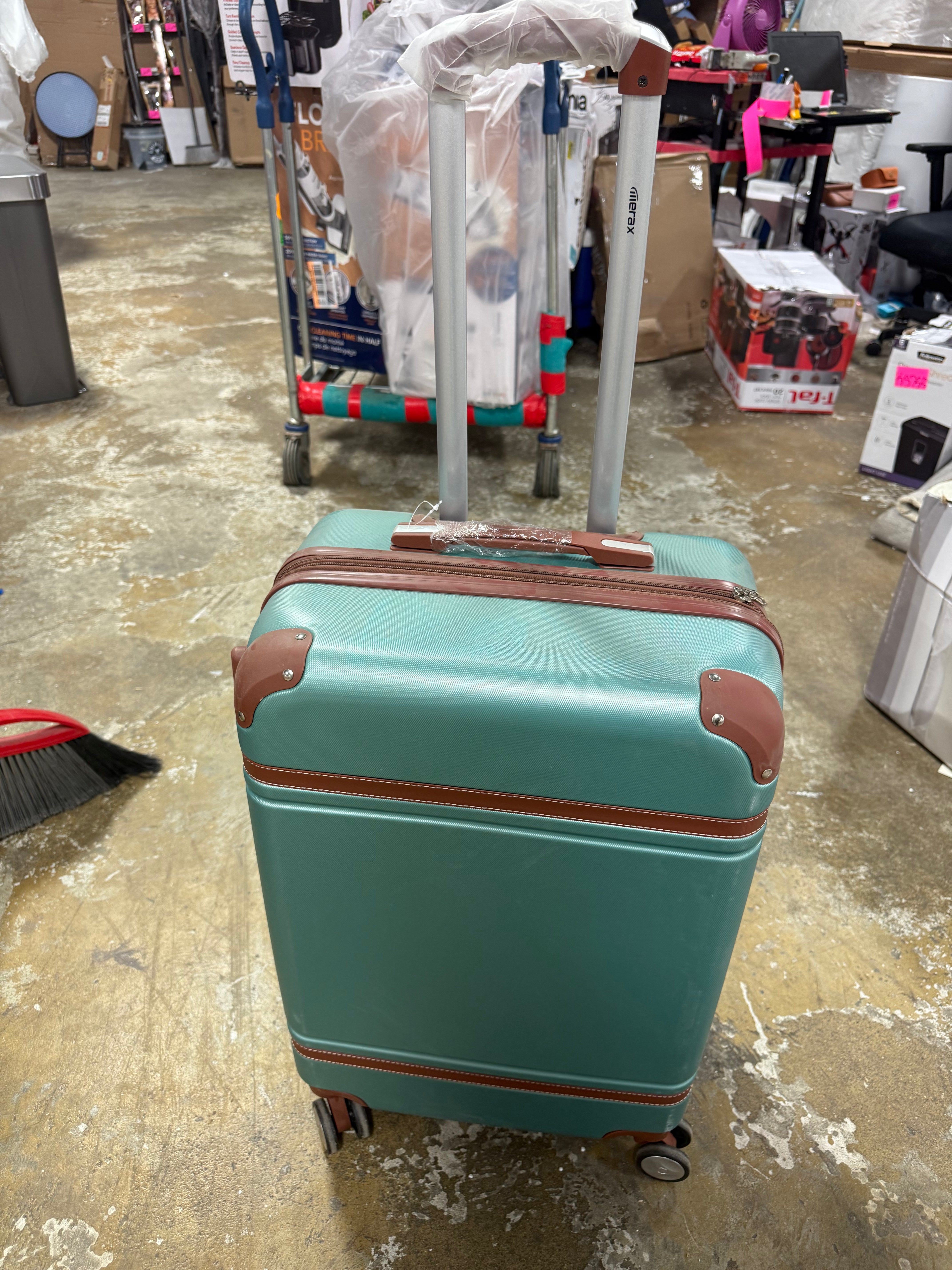 1 Piece Luggage with TSA lock, Expandable Lightweight Suitcase with Spinner Wheels for Travel - 20'' - Blue+Green