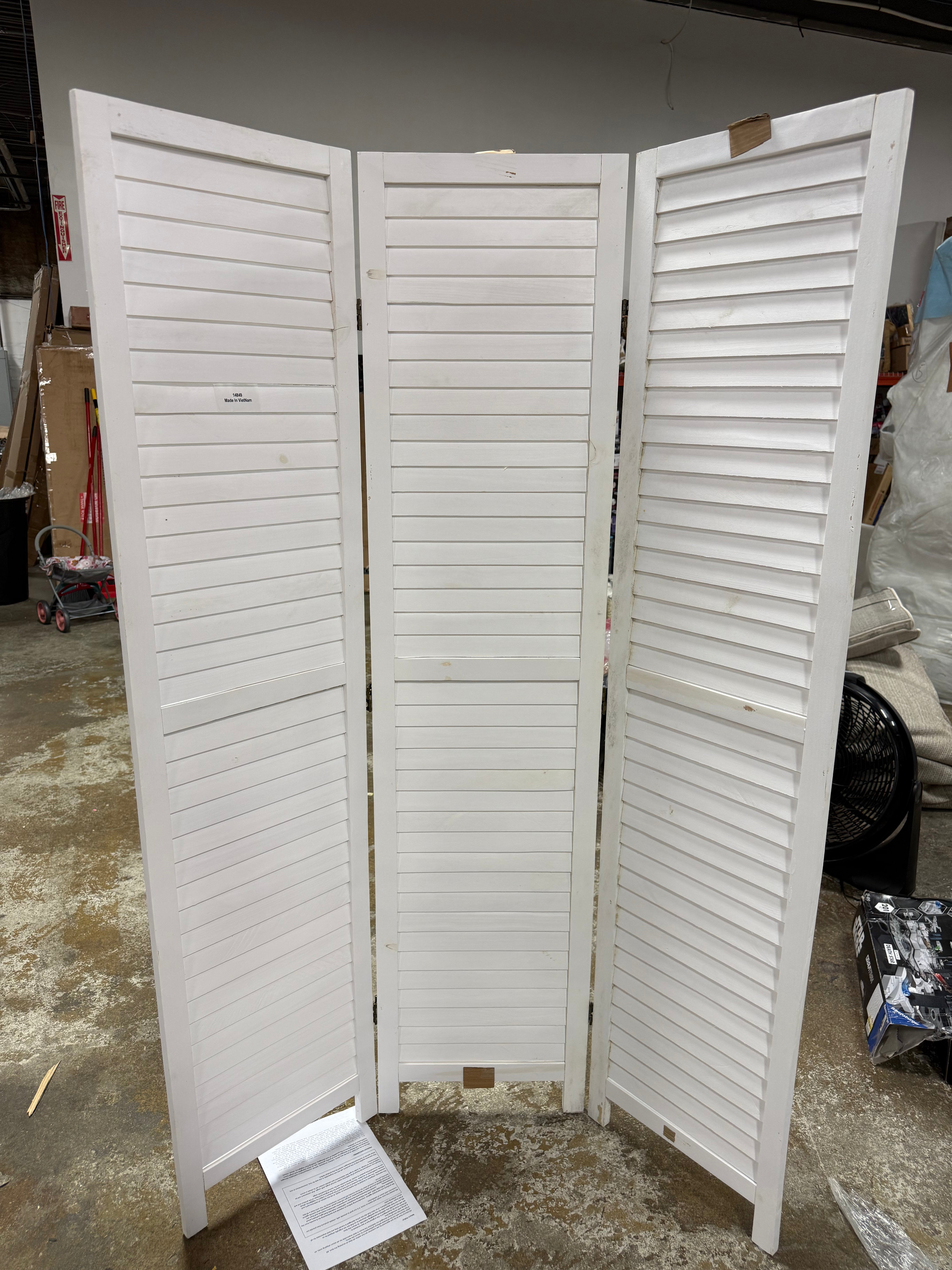 3 Panels Room Divider Rustic Wood Privacy Screens Folding Portable Partition Screen Freestanding Wall Home Furniture for Bedroom White