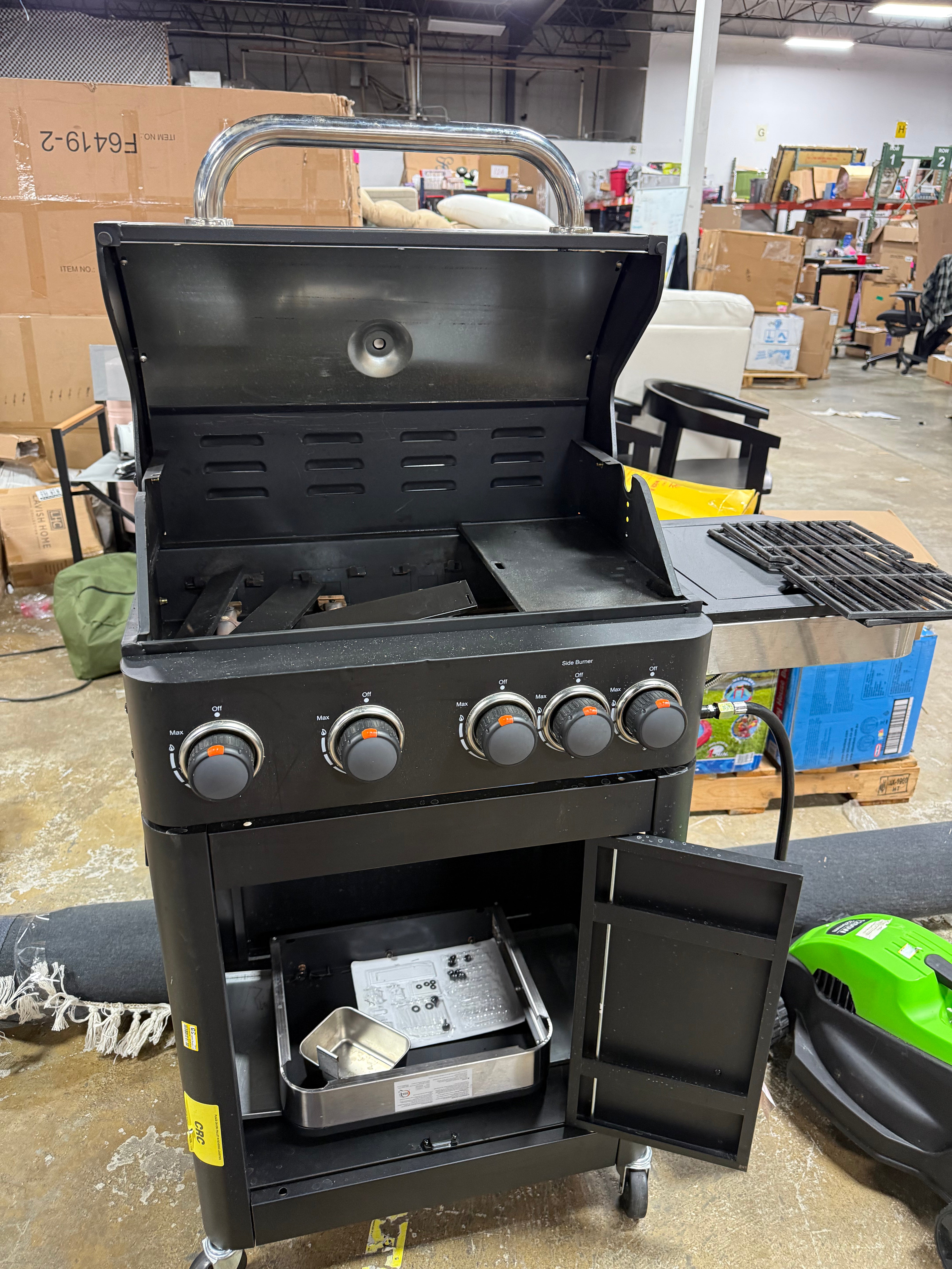 4-Burner Propane Gas Grill and Griddle Combo with Side Burner in Black