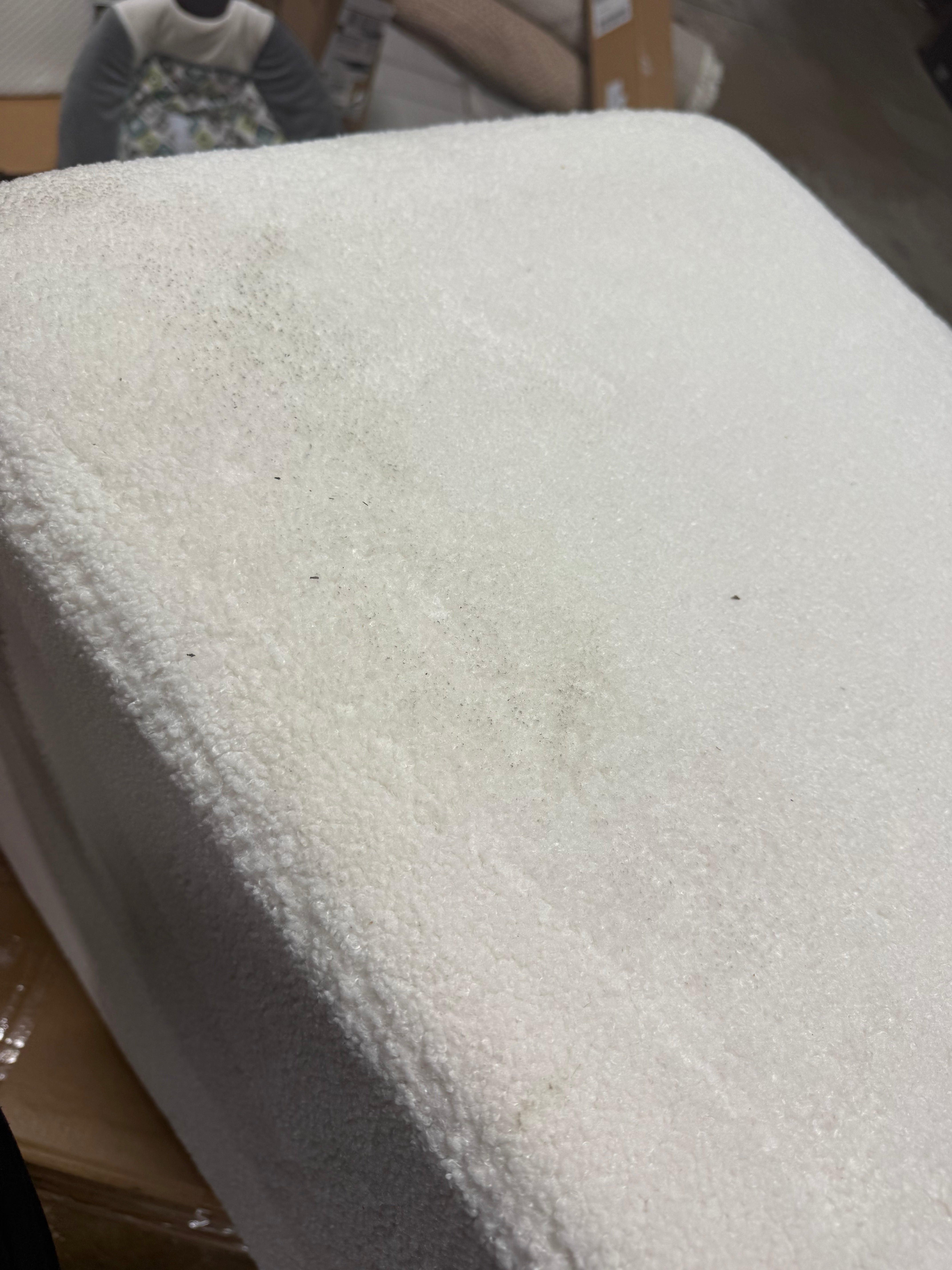 Warren Ottoman Square Elegant Boucle, Stationary Ottomans, Backless Chair, Footrest, Snow White Ivory