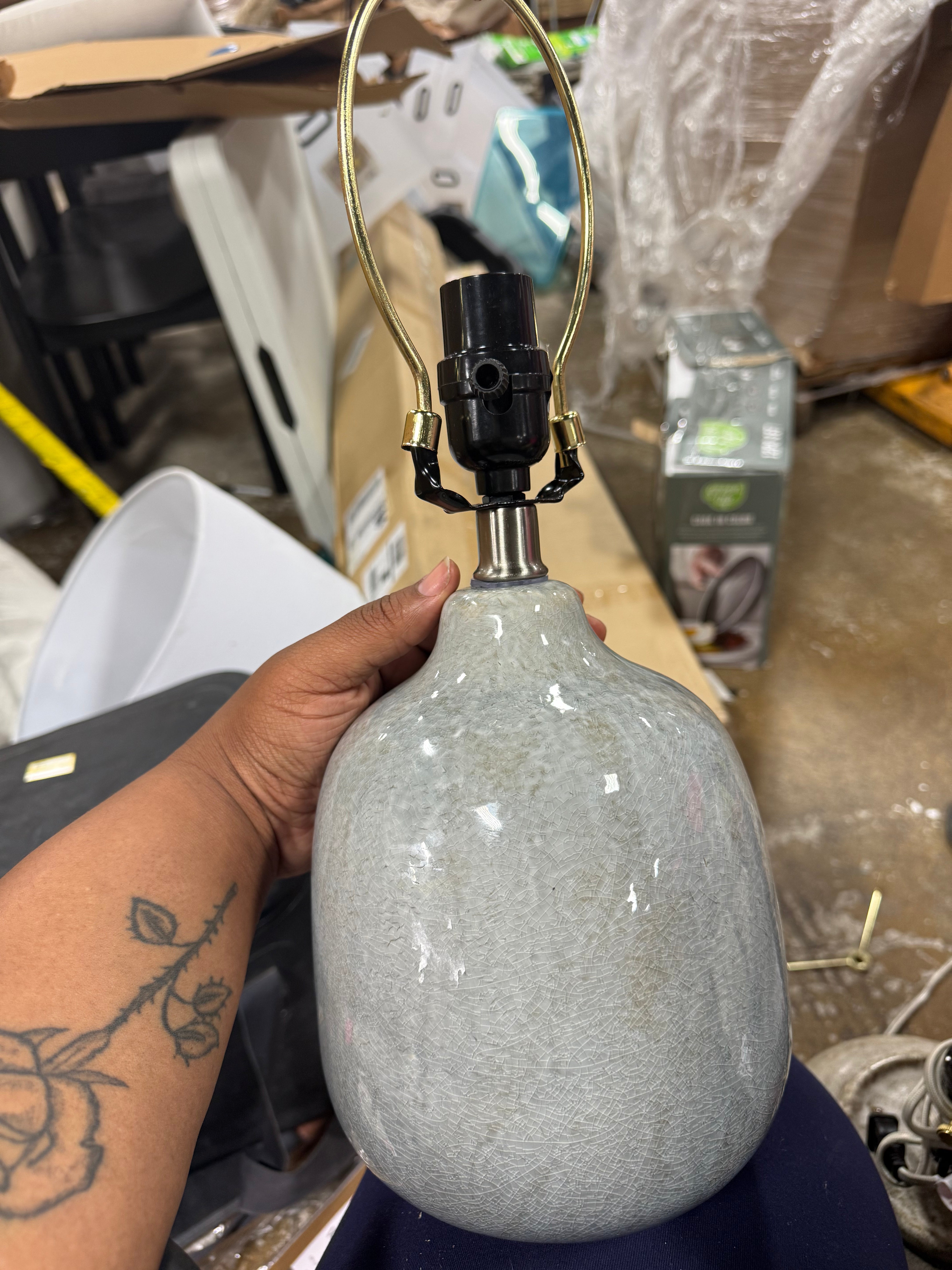 Assembled Ceramic Table Lamp Gray