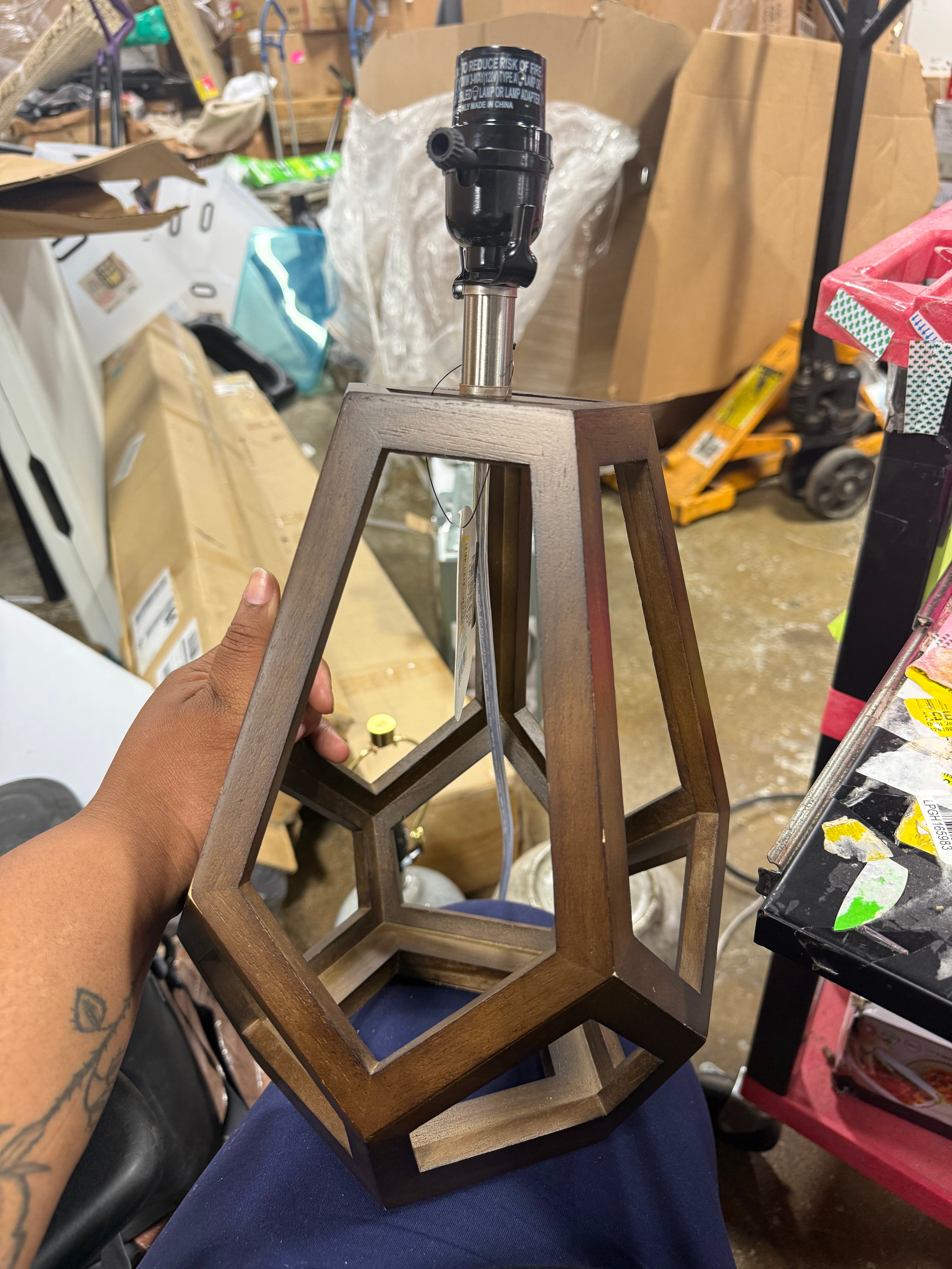 Large Wood Geo Assembled Table Lamp