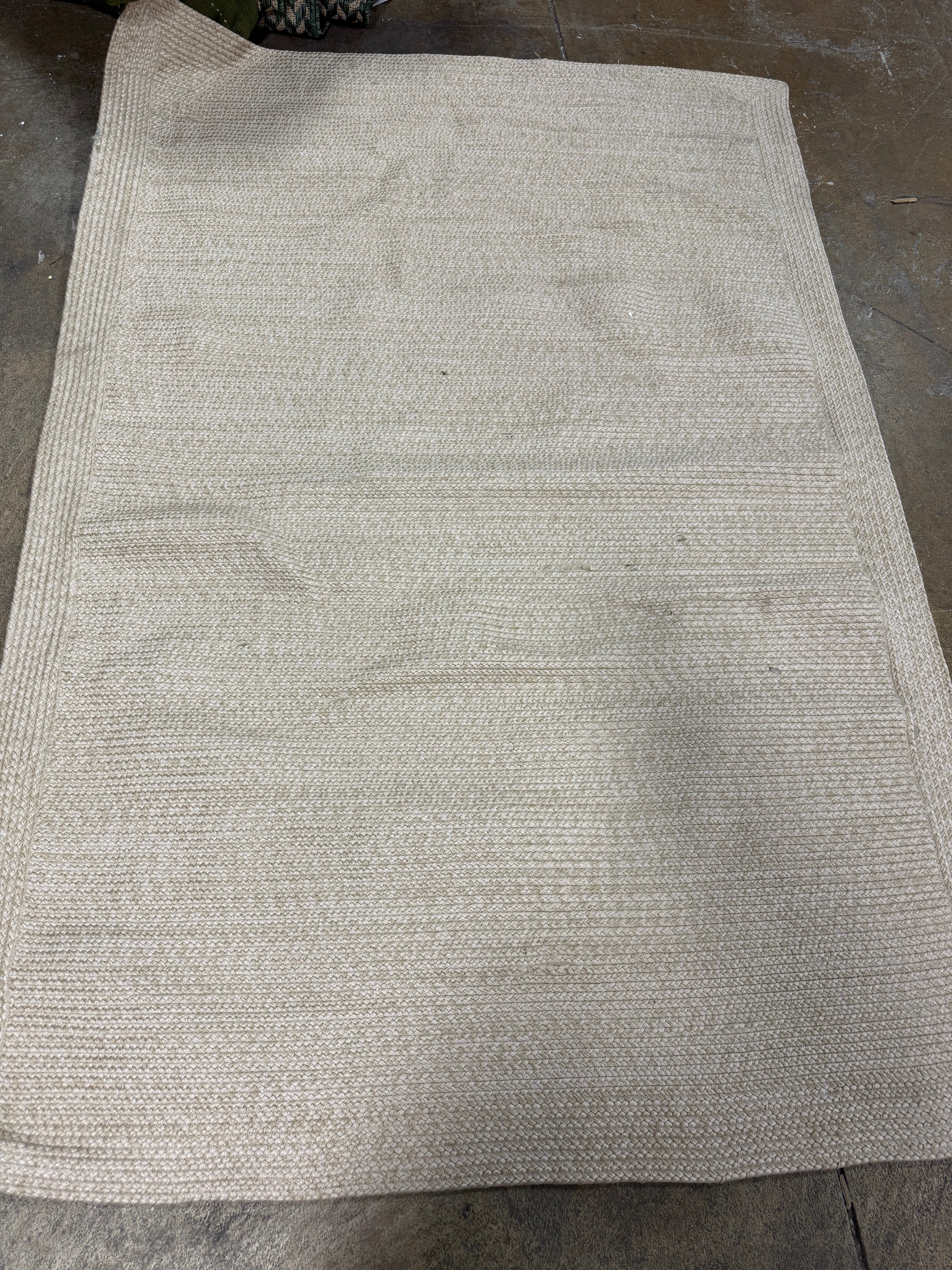 Natural Woven Rectangular Braided Outdoor Rug Heathered Cream 5'x7'