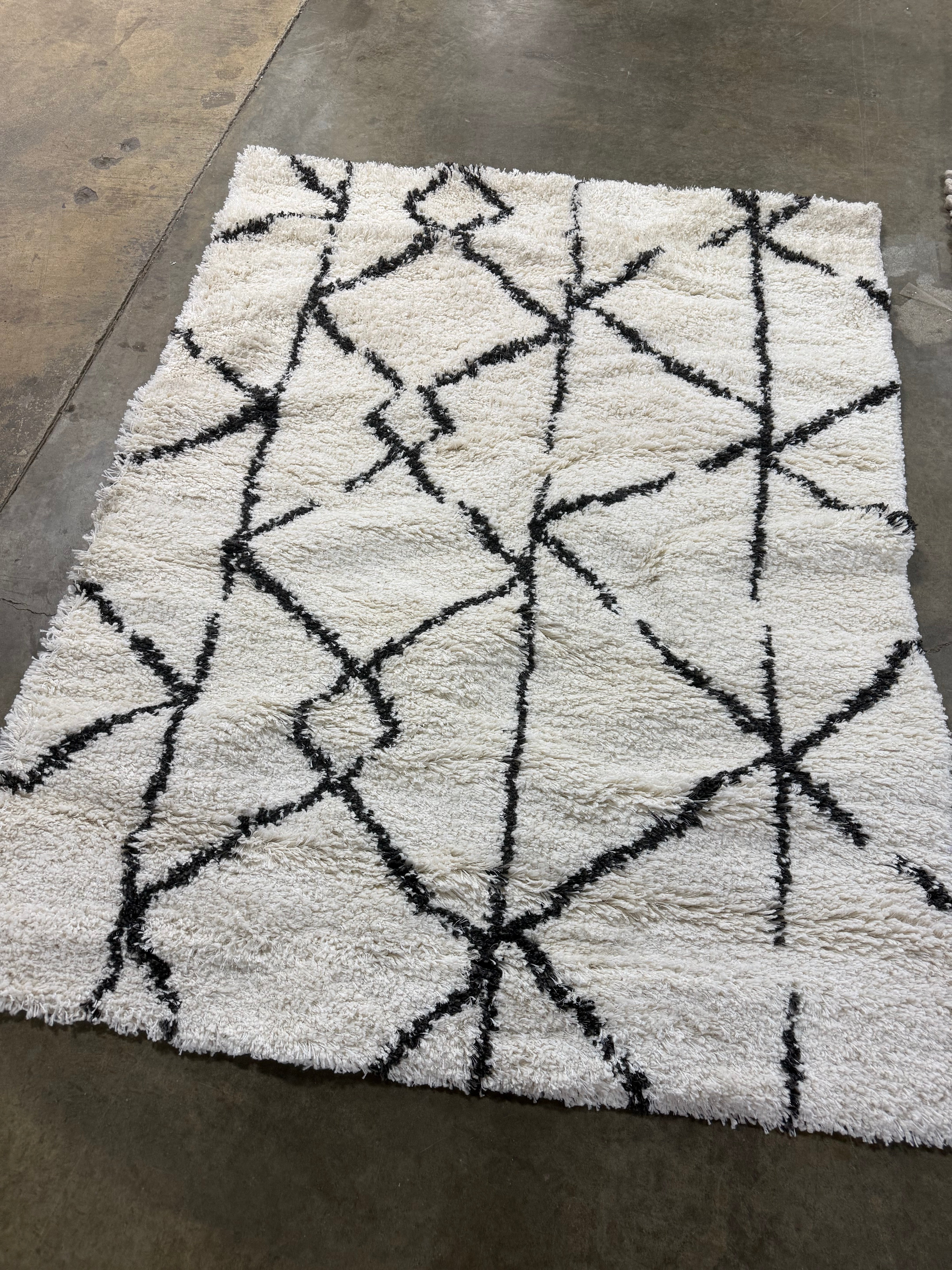 Modern Shag Rug 5x7 Ivory and Black Area Rug