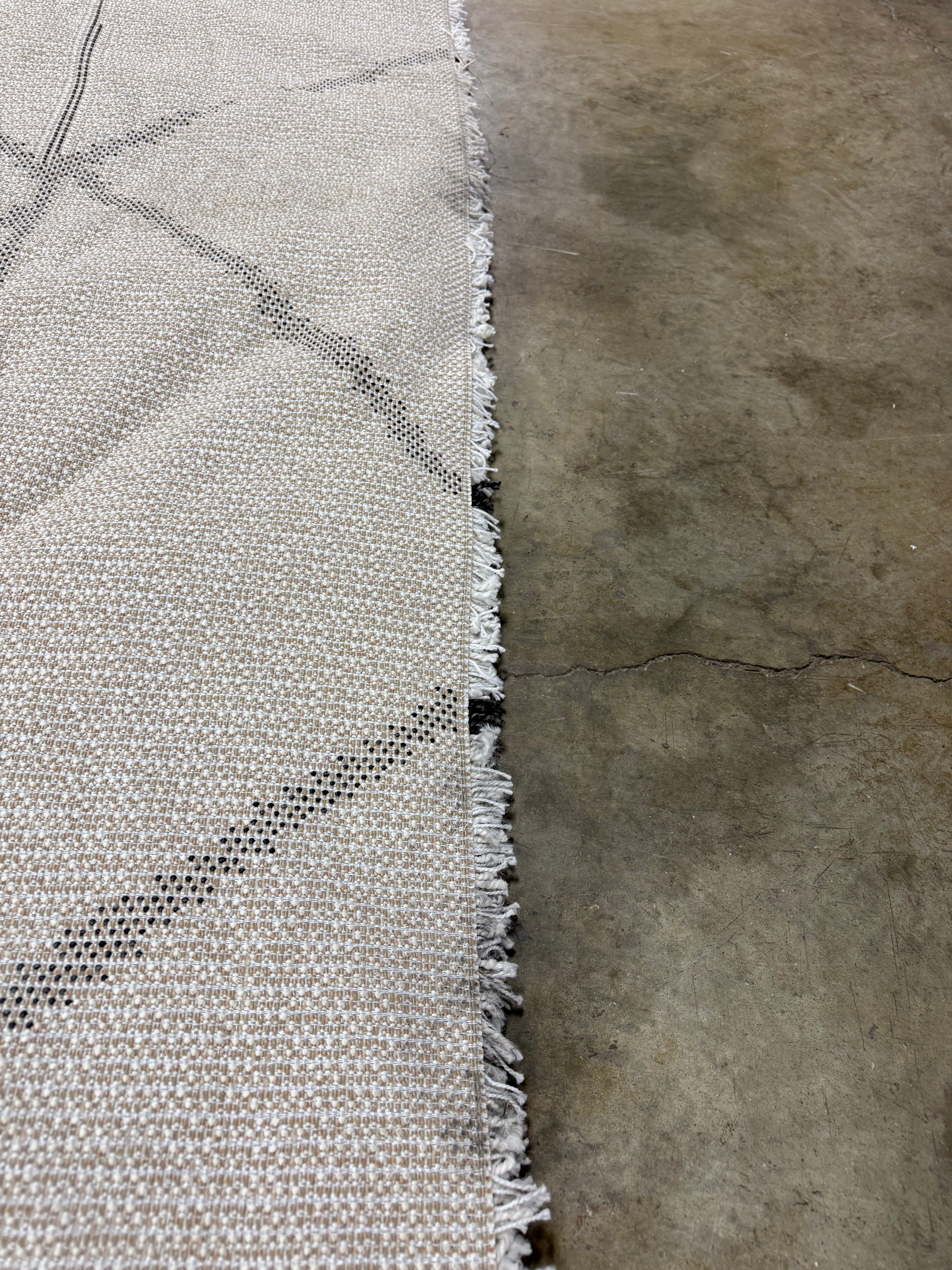Modern Shag Rug Ivory and Black Area Rug 7'x10'