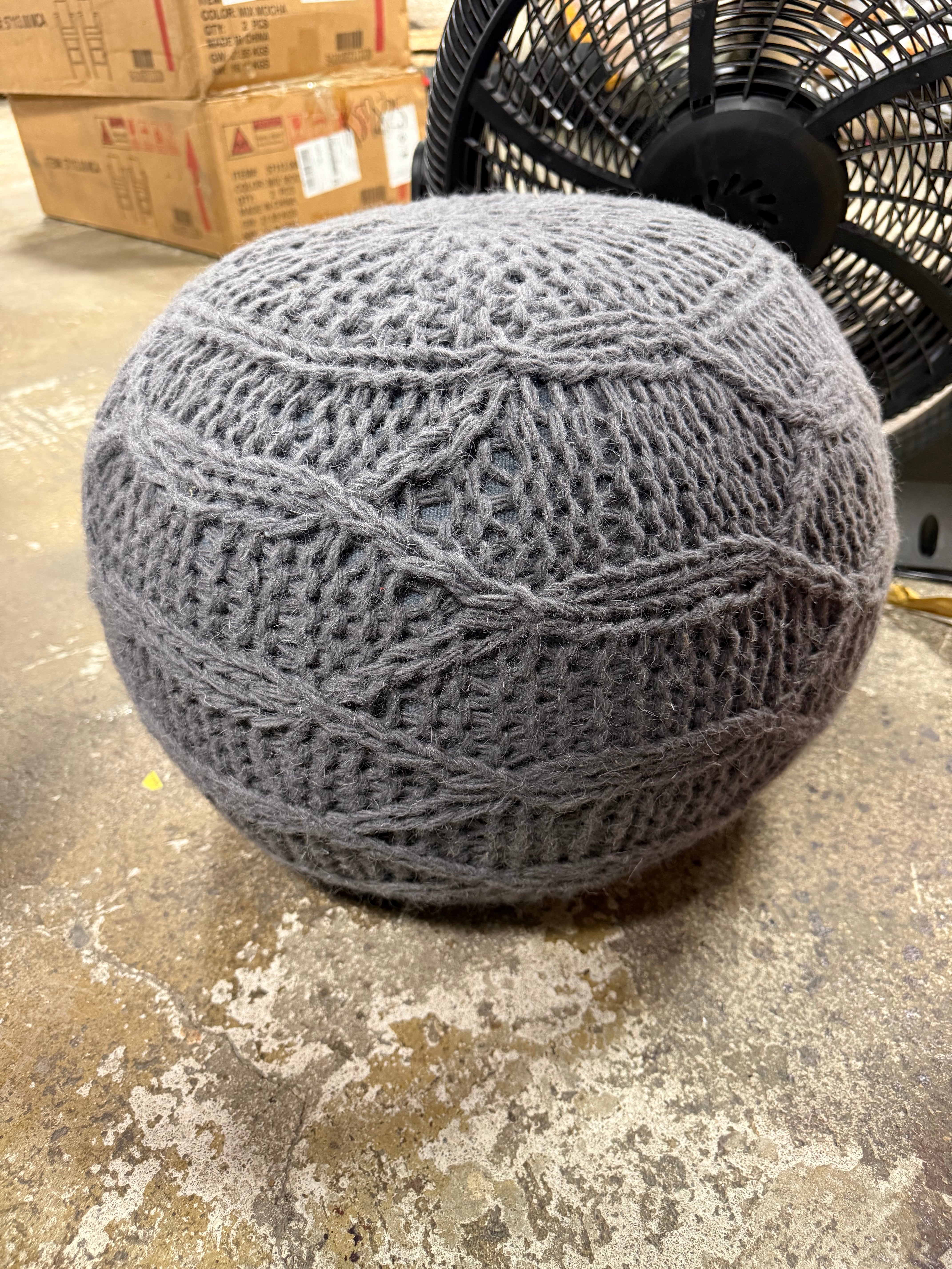 Morven Modern Knitted Cotton Round Pouf