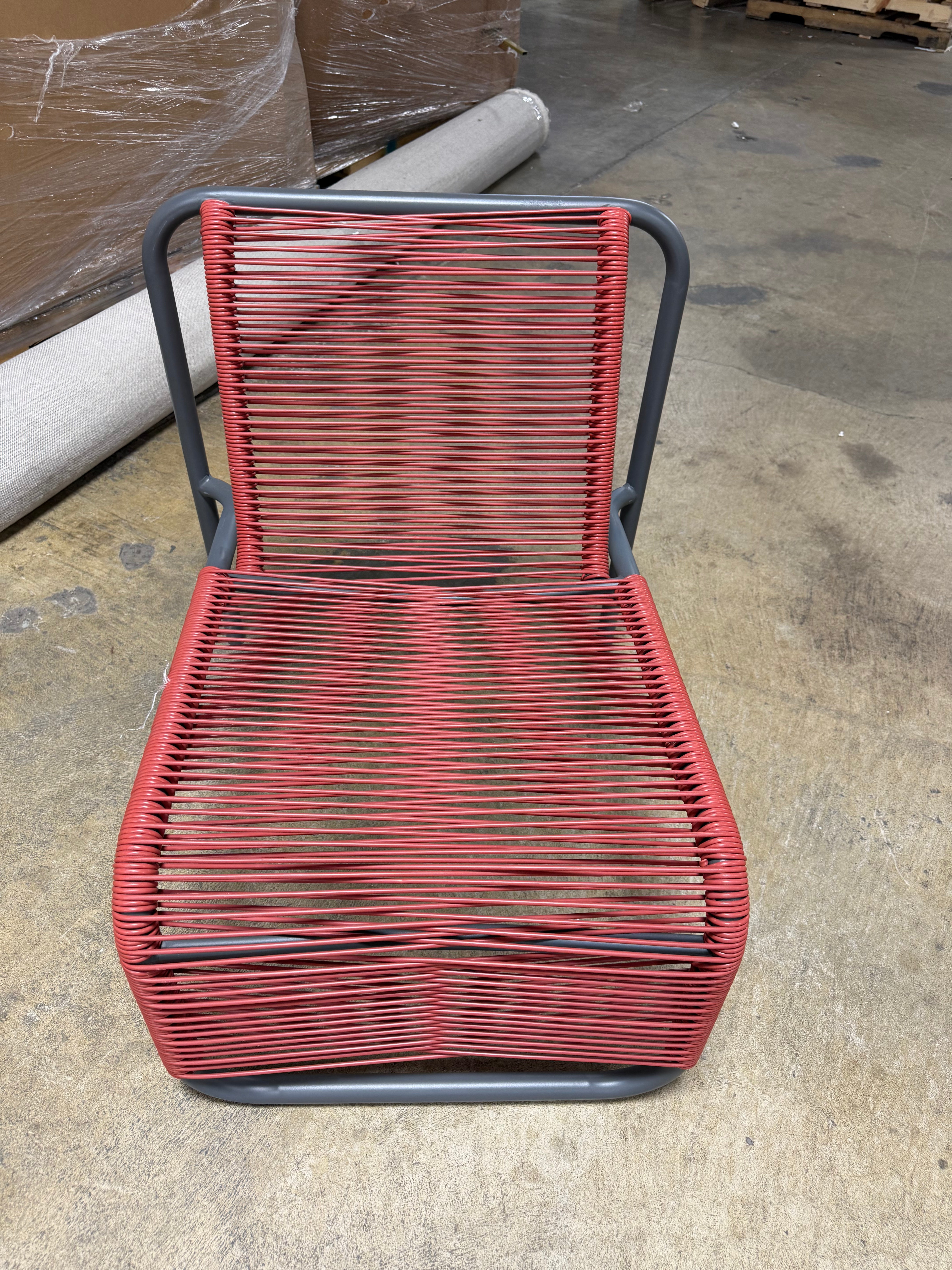 PVC Stackable Patio Lounge Chair Red