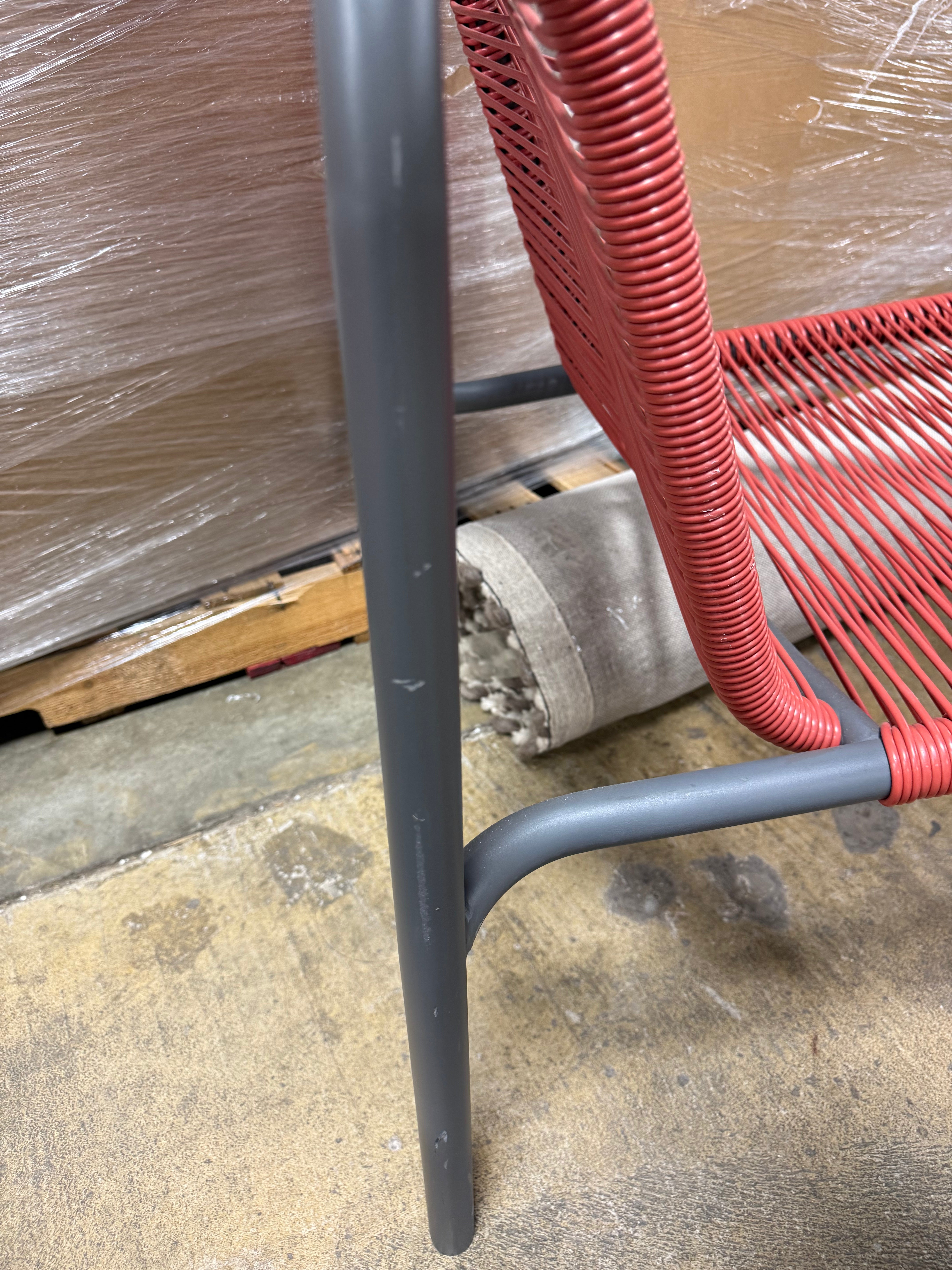 PVC Stackable Patio Lounge Chair Red