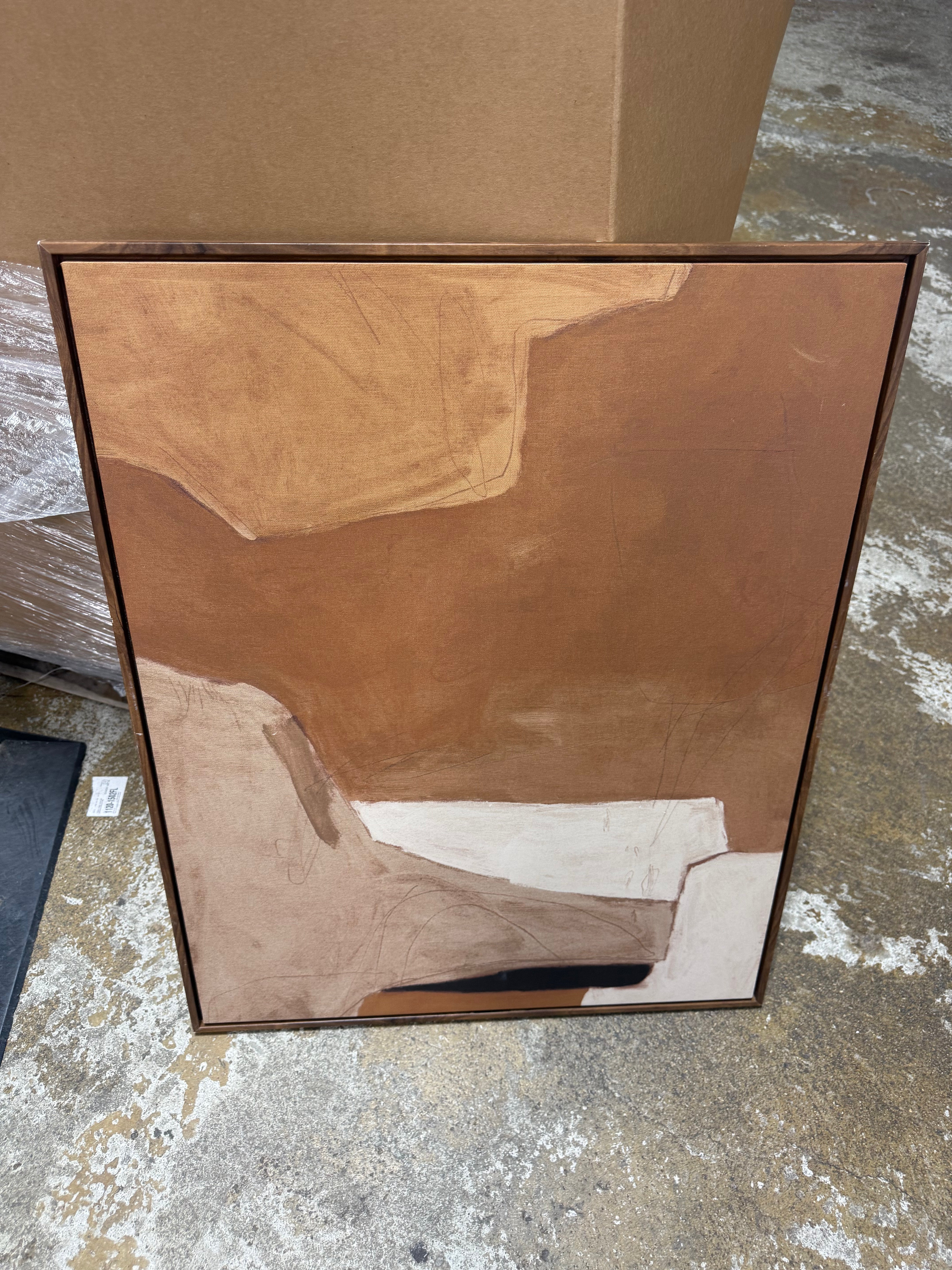 1-Piece Earth Abstract Framed Canvases Brown